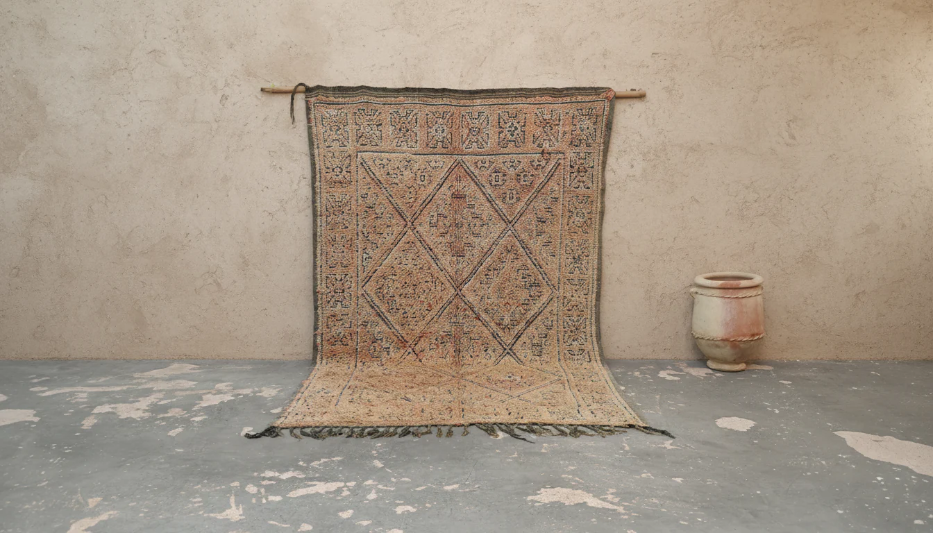 1960s Beni M'Guild Vintage Rug 300×185 cm – Warm Sand & Terracotta Patina, V-278