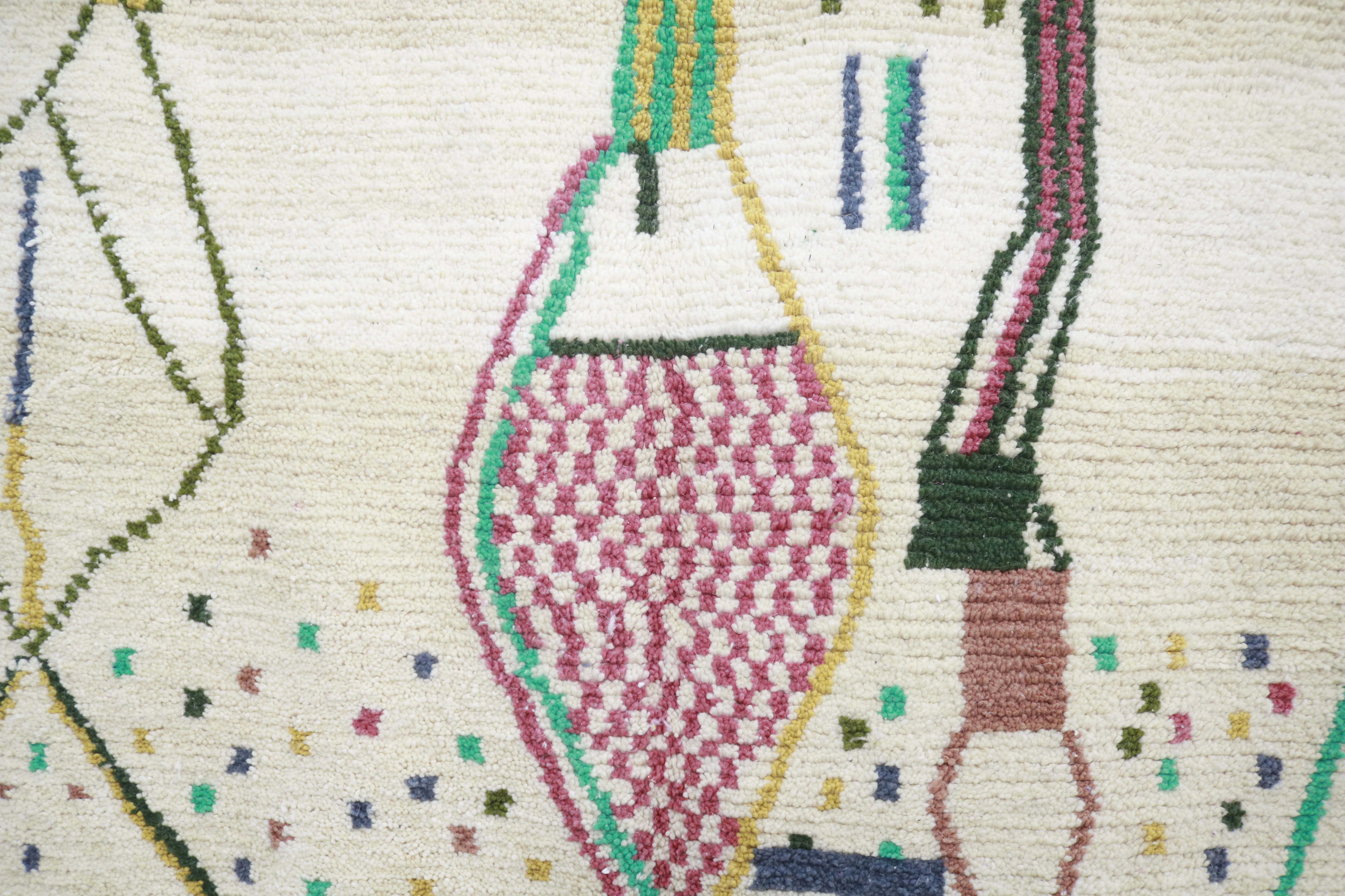 Azilal Rug 300×200 cm – Ivory Moroccan Berber Rug with Abstract Amazigh Motifs & Confetti Details, GO-978 - Image 6
