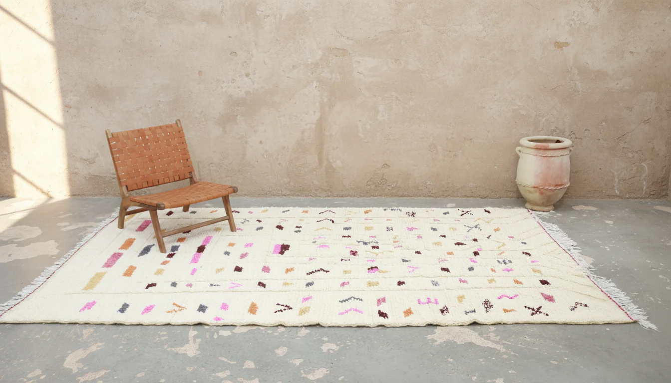 Azilal Rug 335×195 cm – Soft Ivory Berber Rug with Minimal Symbols, GO-971 - Image 2