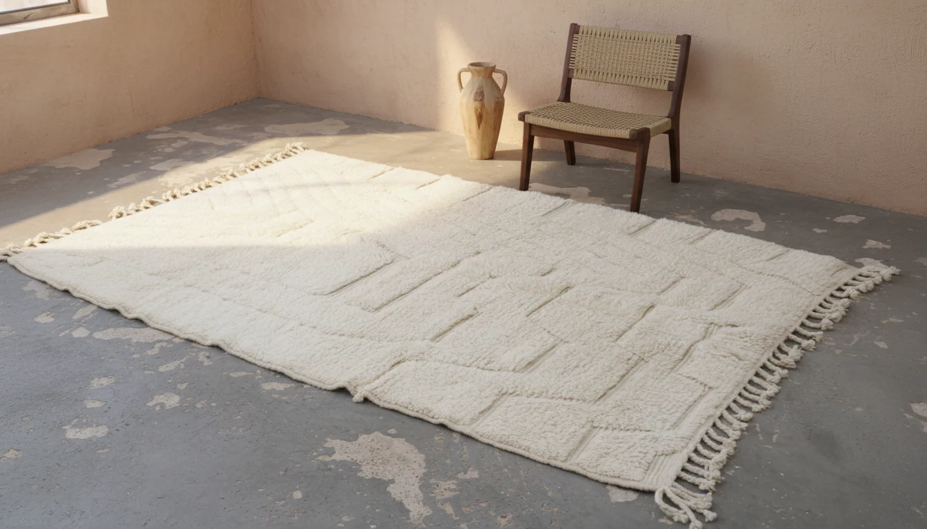 Beni Ouarain Rug 235×155 cm – Ivory Minimalist, AZO-781 - Image 2