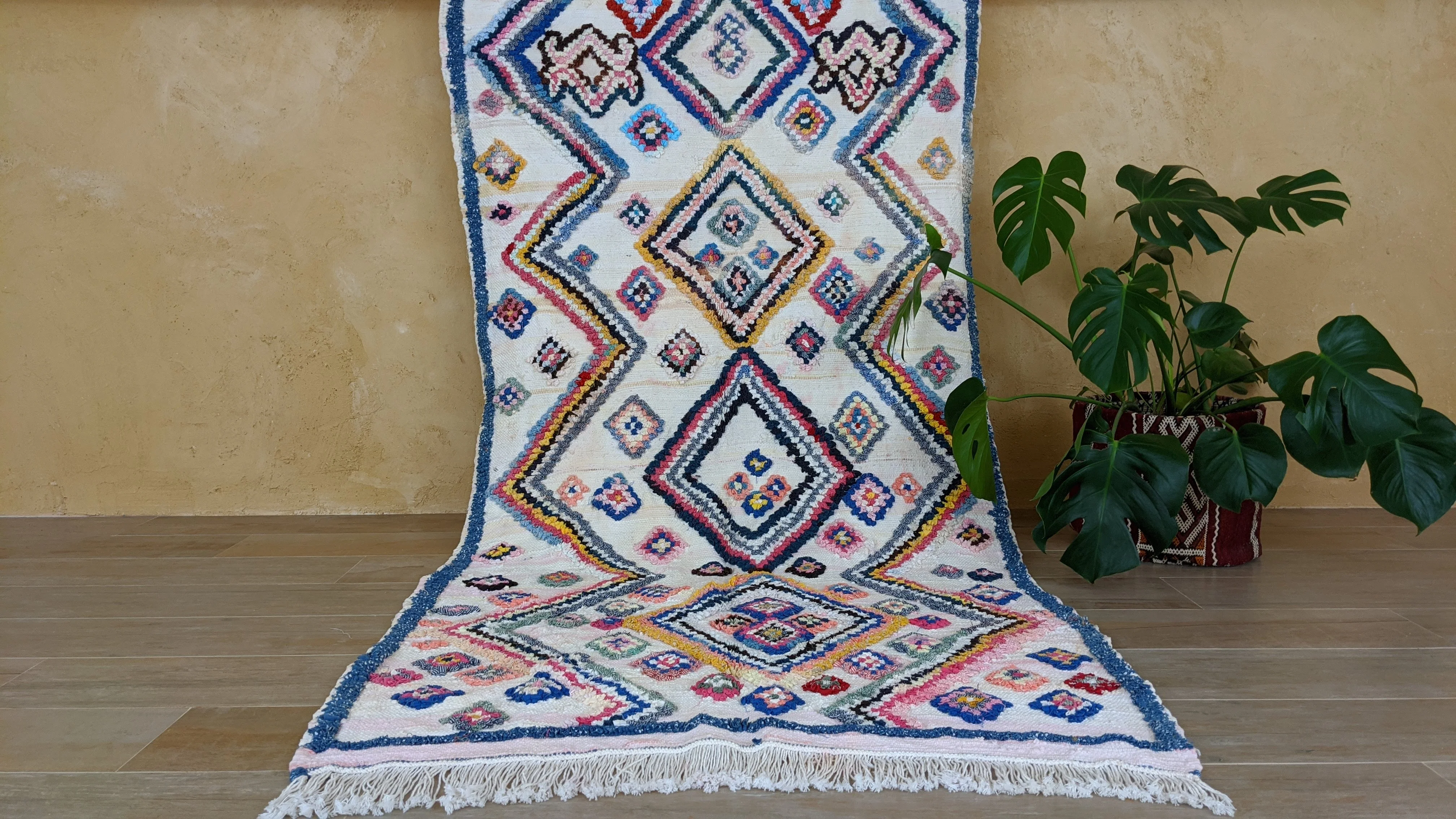 Boucherouite Rug, 220 x 110 cm || 7.22 x 3.61 feet