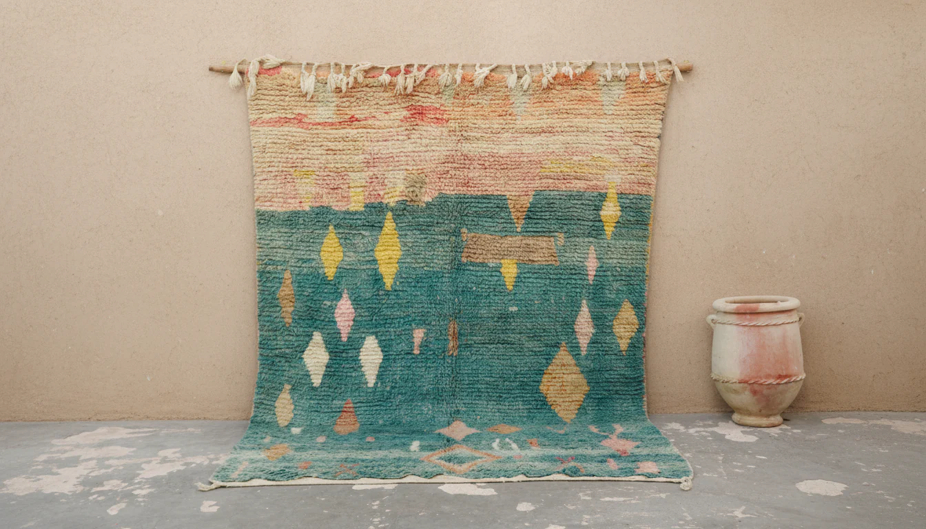 Large Azilal Rug 285×200 – Handmade Pastel Berber Carpet, GO-988