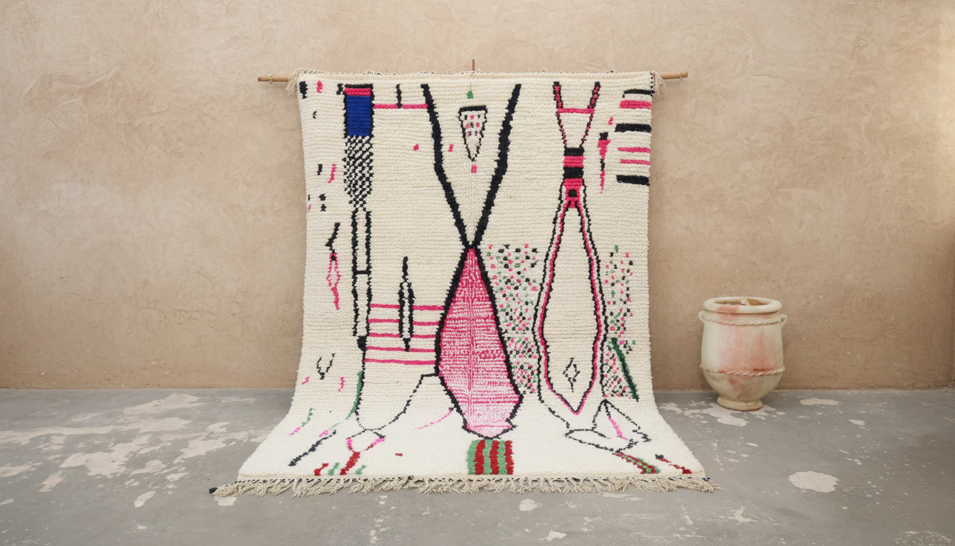 Large Azilal Rug 300 x 210 cm – Ivory, Pink & Multicolor, GO-958
