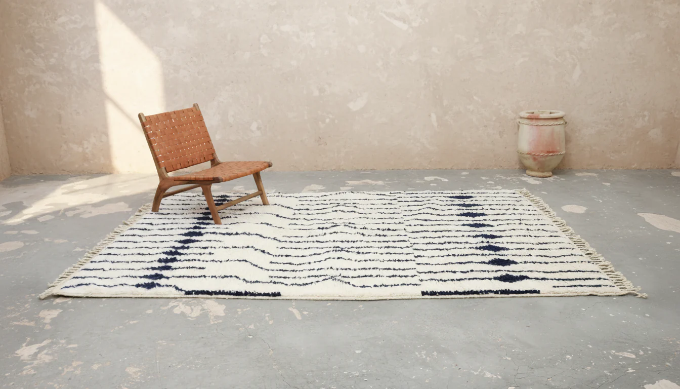 Large Beni Ouarain Rug 310×210 cm – Ivory & Dark Purple, GO-937 - Image 2