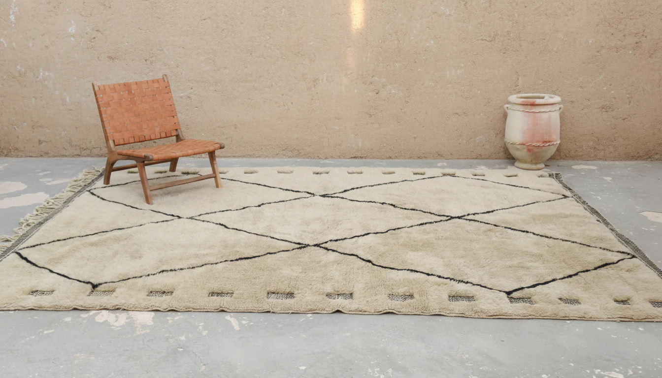 Large Mrirt Rug 355×270 cm – Luxury Light Greige with Diamond Pattern, GO-968 - Image 2