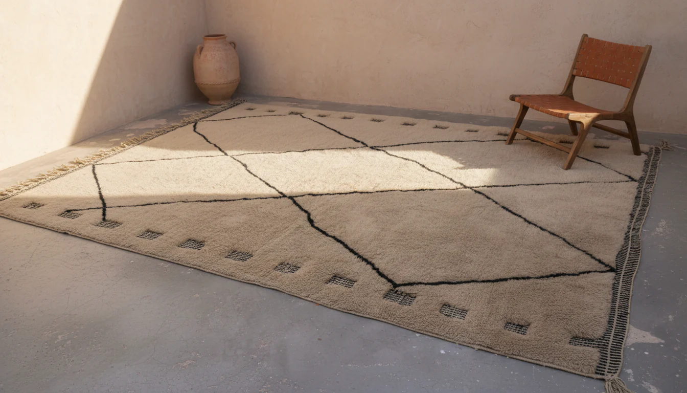 Large Mrirt Rug 355×270 cm – Luxury Light Greige with Diamond Pattern, GO-968 - Image 5
