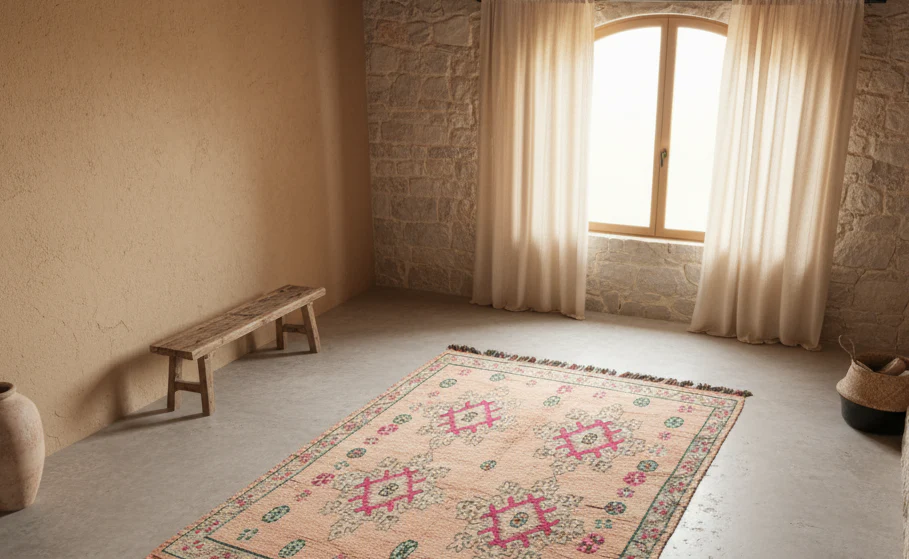 Vintage 1970s Handwoven Boujaad Rug, 240 x 155 cm, V-152 - Image 7