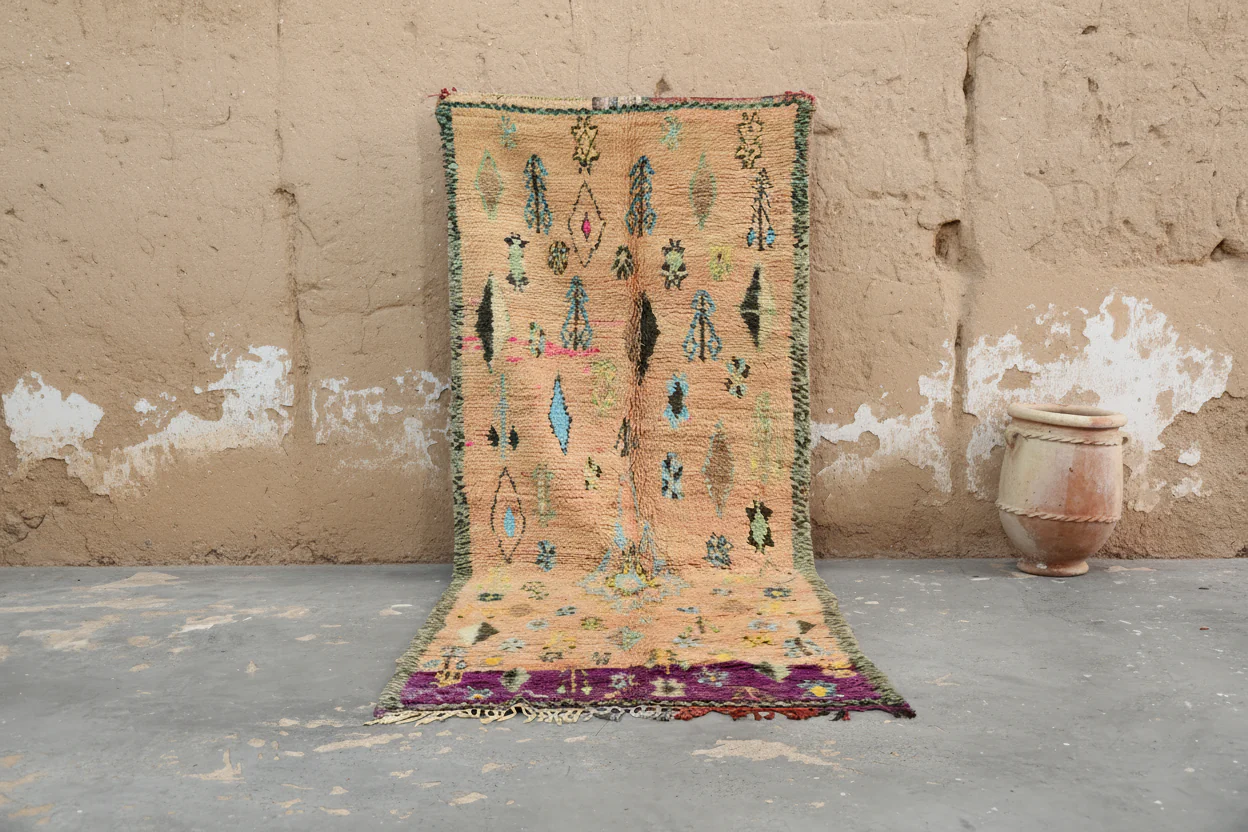 Vintage 1970s Handwoven Boujaad Rug, 350 x 135 cm, V-149