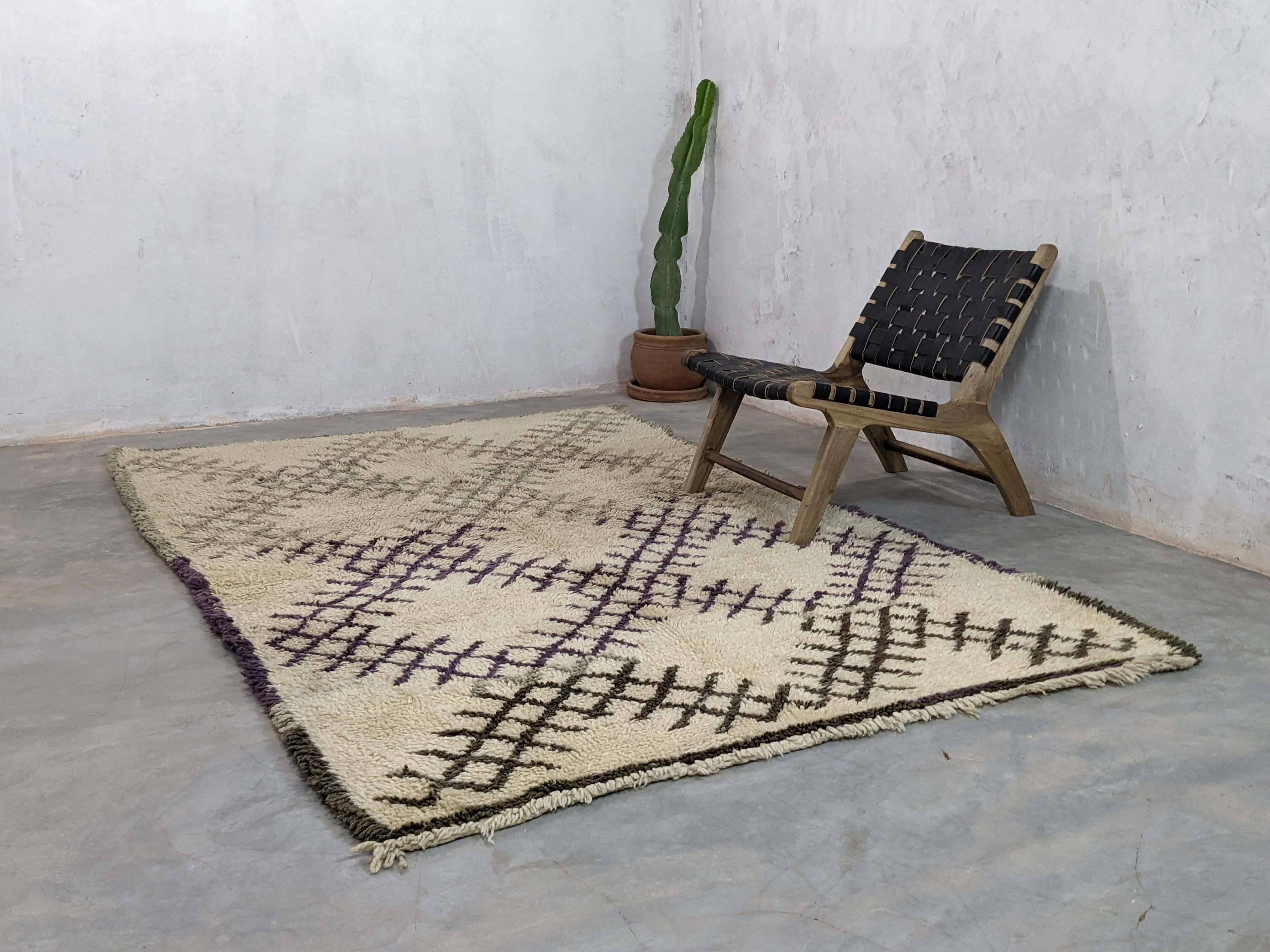 Vintage 1980s Beni Ouarain Handwoven Rug, 280 x 170 cm || 9,19 x 5,58 feet, V-7508 - Image 8