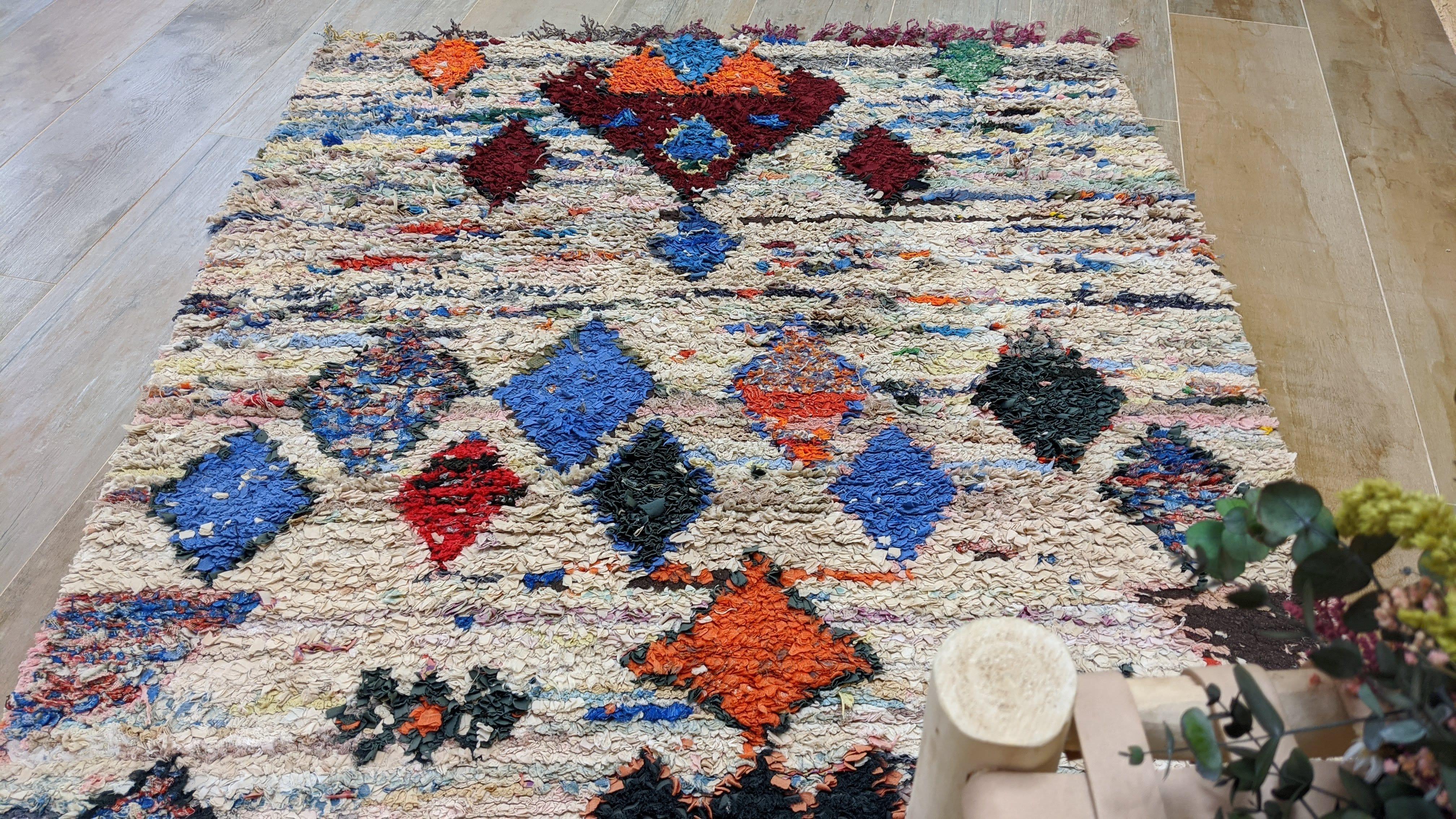 Vintage Boucherouite Rug - 165 x 110 cm || 5.41 x 3.61 feet - Image 6