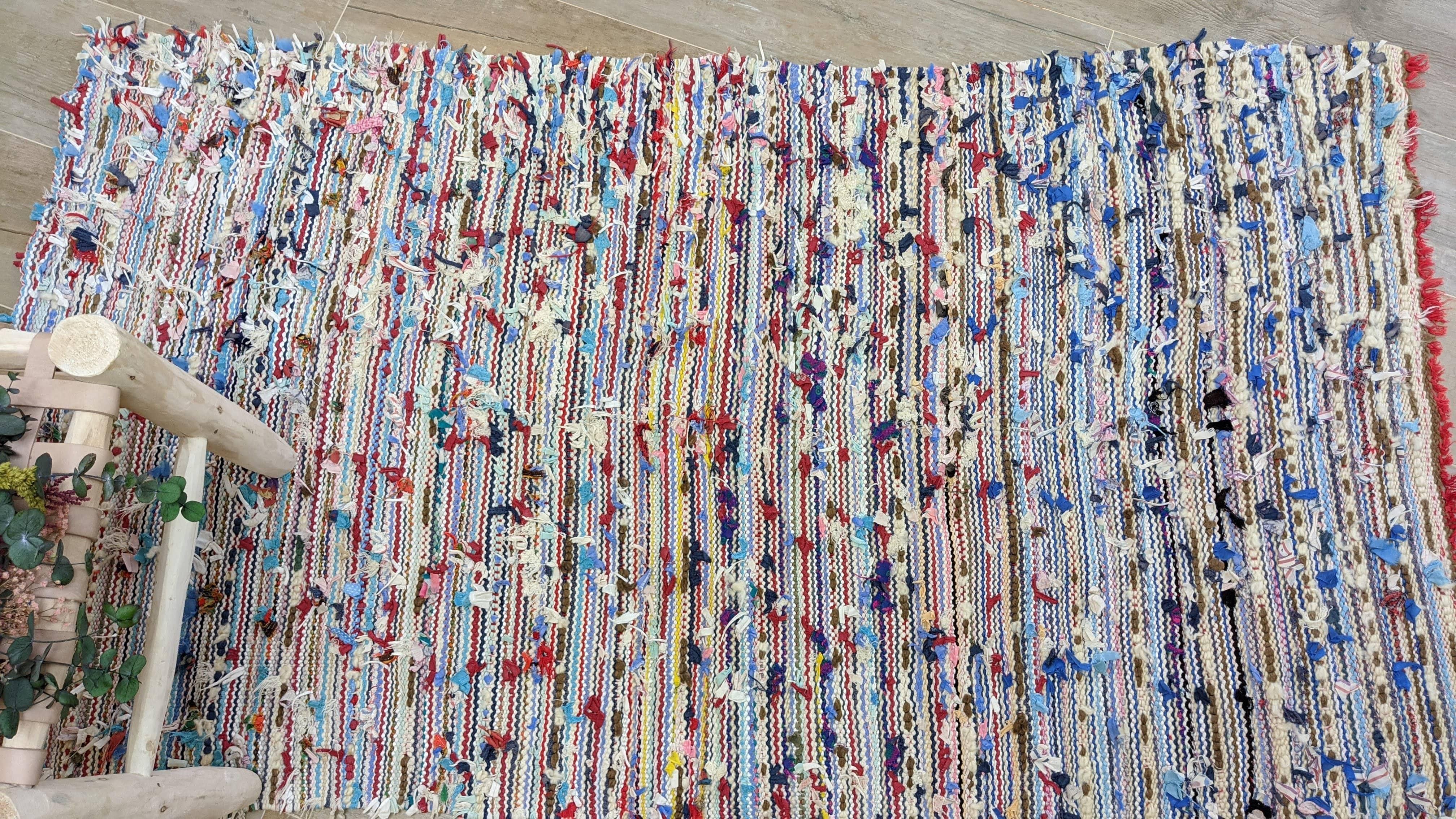 Vintage Boucherouite Rug - 165 x 90 cm || 5.41 x 2.95 feet - Image 8
