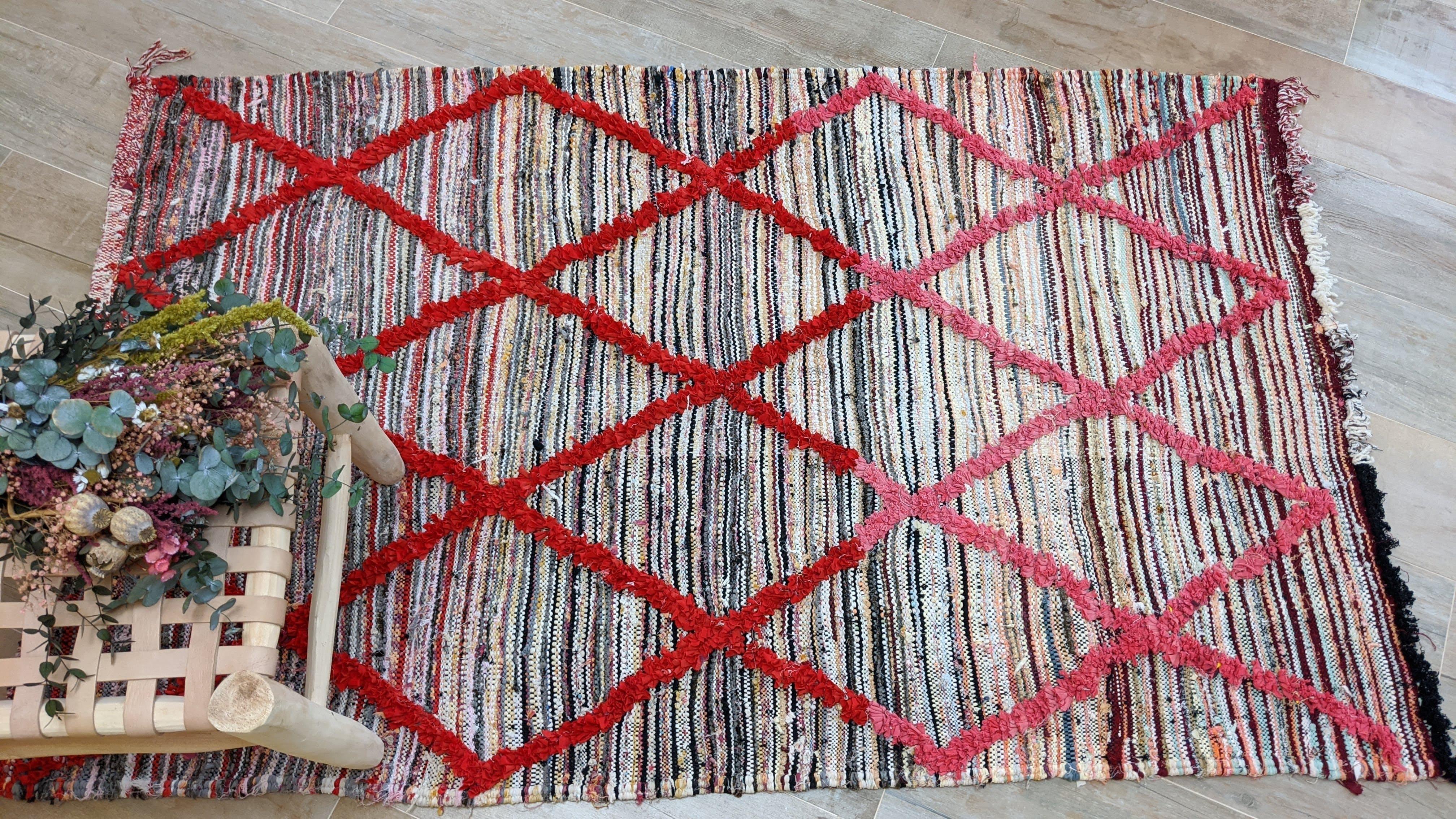 Vintage Boucherouite Rug - 175 x 110 cm || 5.74 x 3.61 feet - Image 4