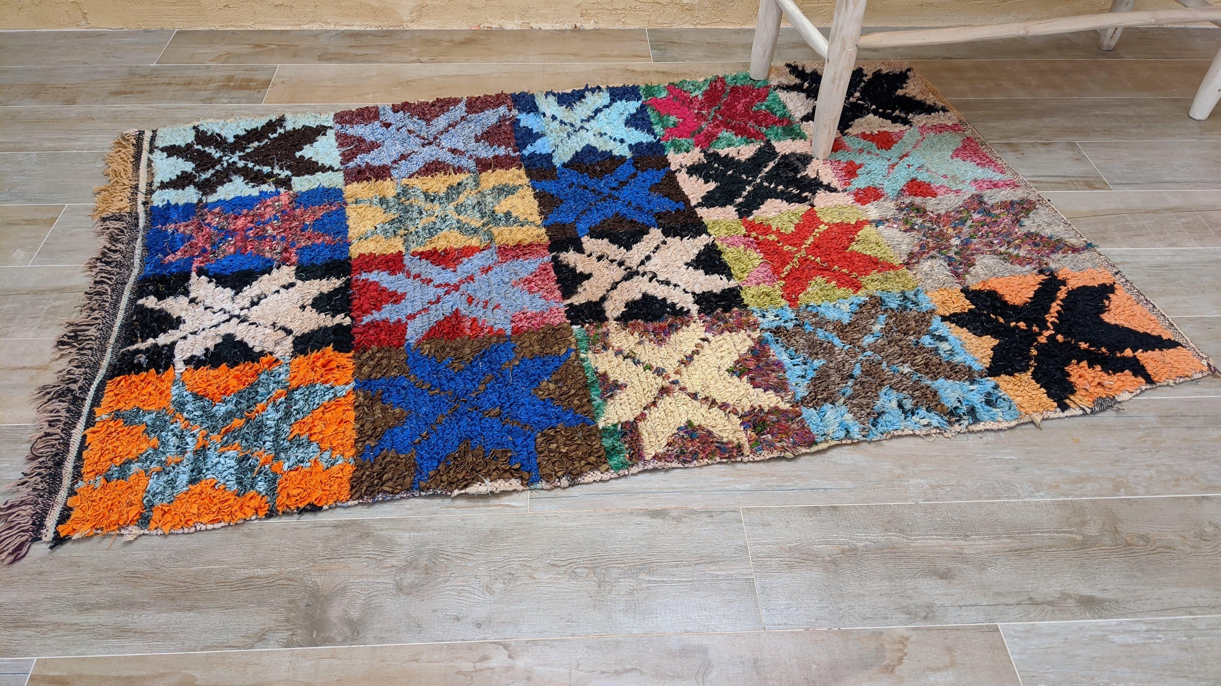 Vintage Boucherouite Rug - 180 x 115 cm || 5.91 x 3.77 feet - Image 5