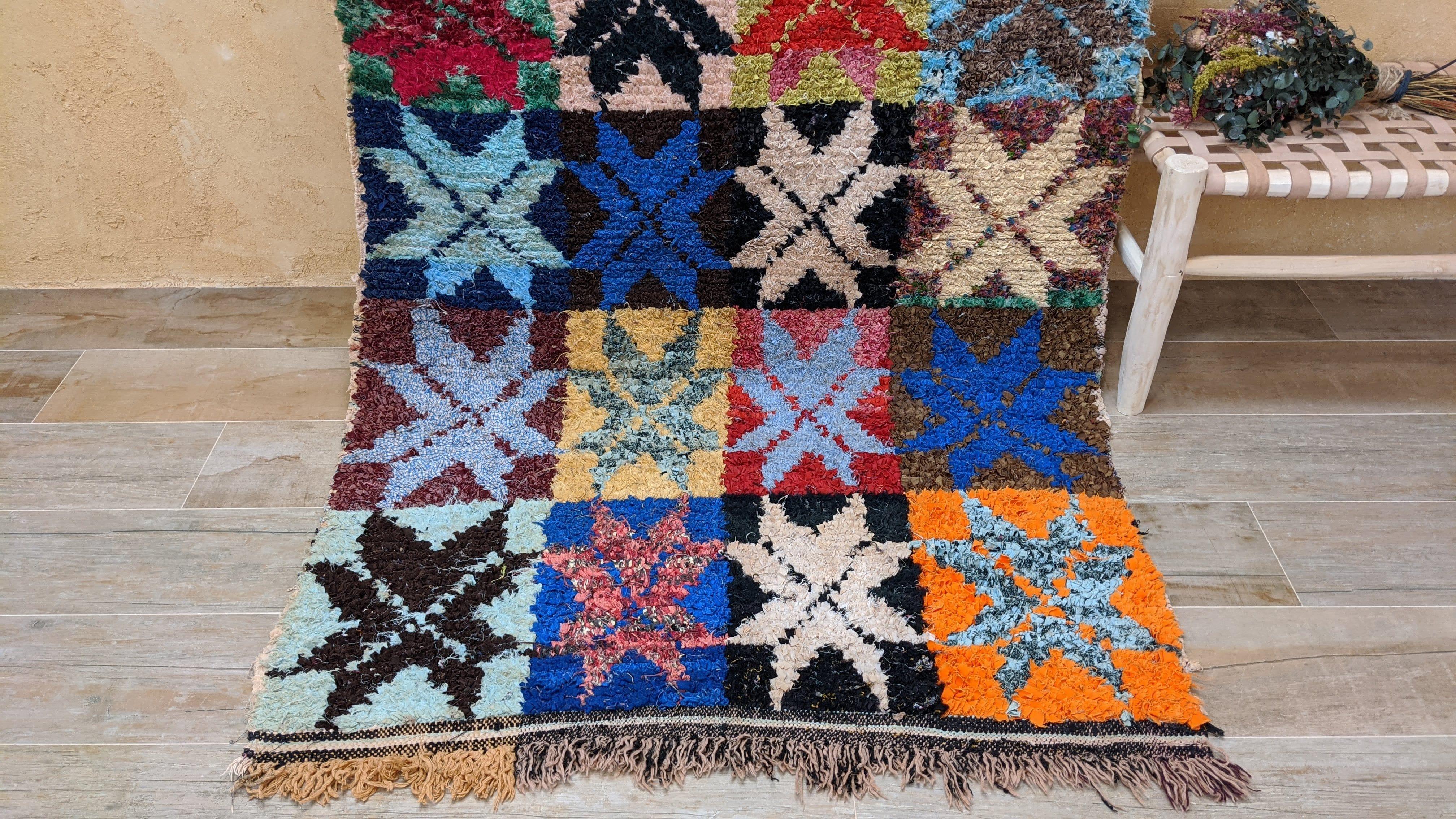Vintage Boucherouite Rug - 180 x 115 cm || 5.91 x 3.77 feet - Image 7