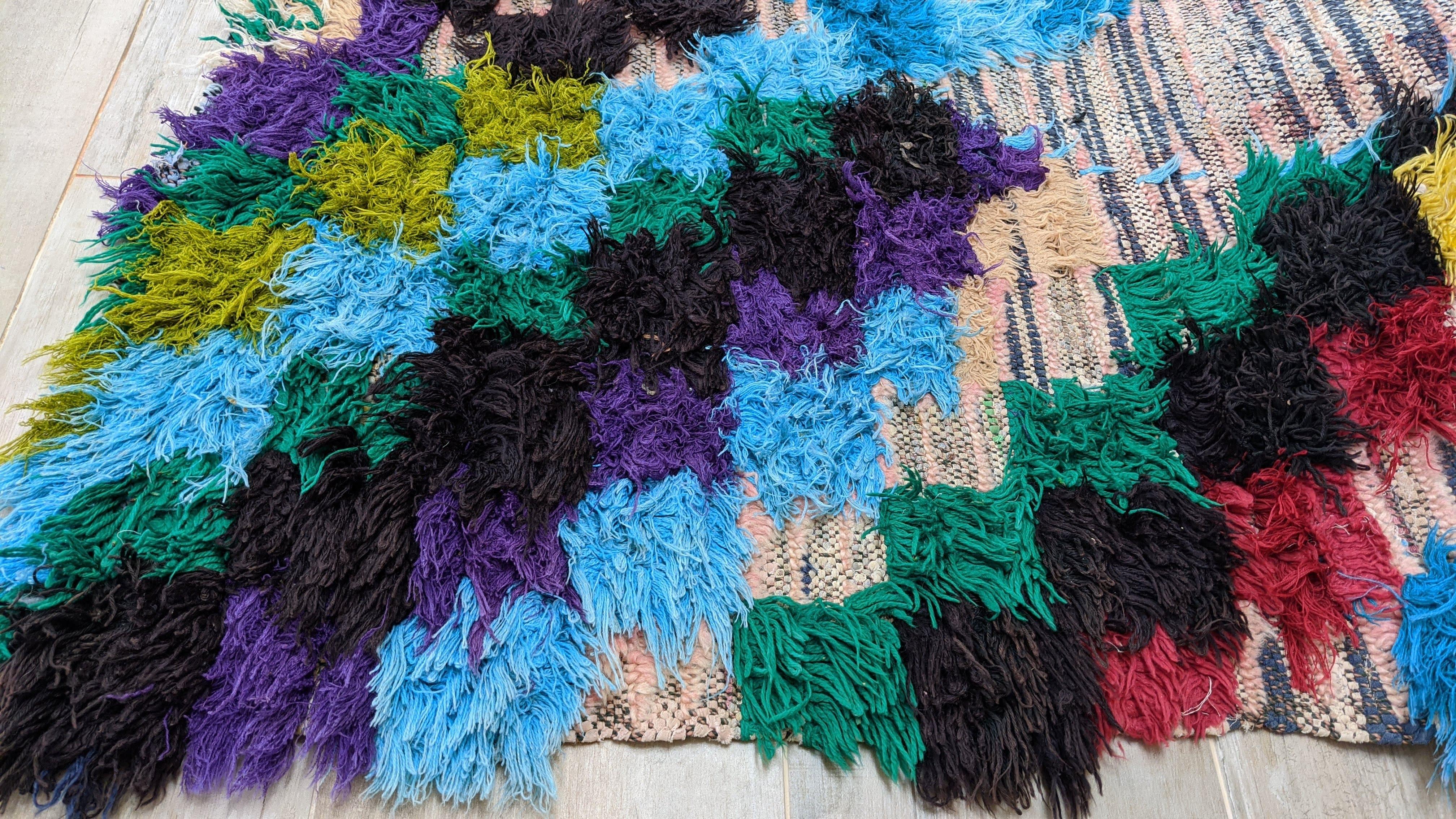 Vintage Boucherouite Rug - 180 x 90 cm || 5.91 x 2.95 feet - Image 3
