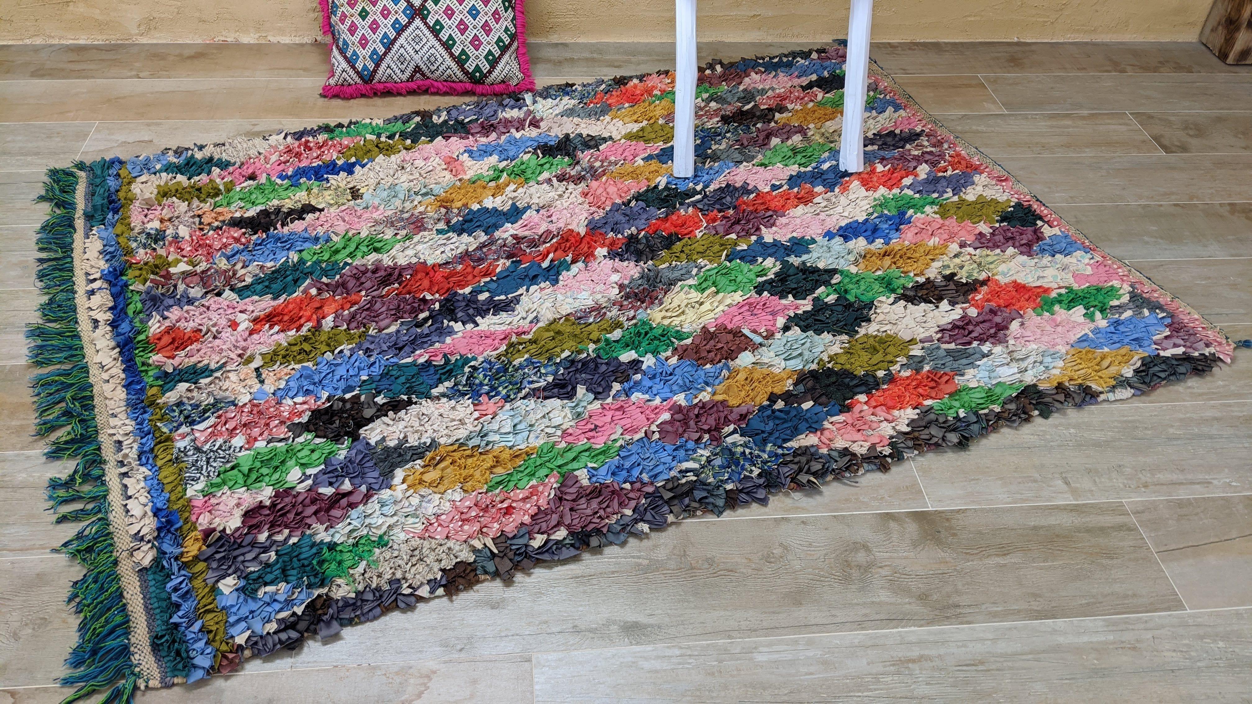 Vintage Boucherouite Rug - 185 x 130 cm || 6.07 x 4.27 feet - Image 5