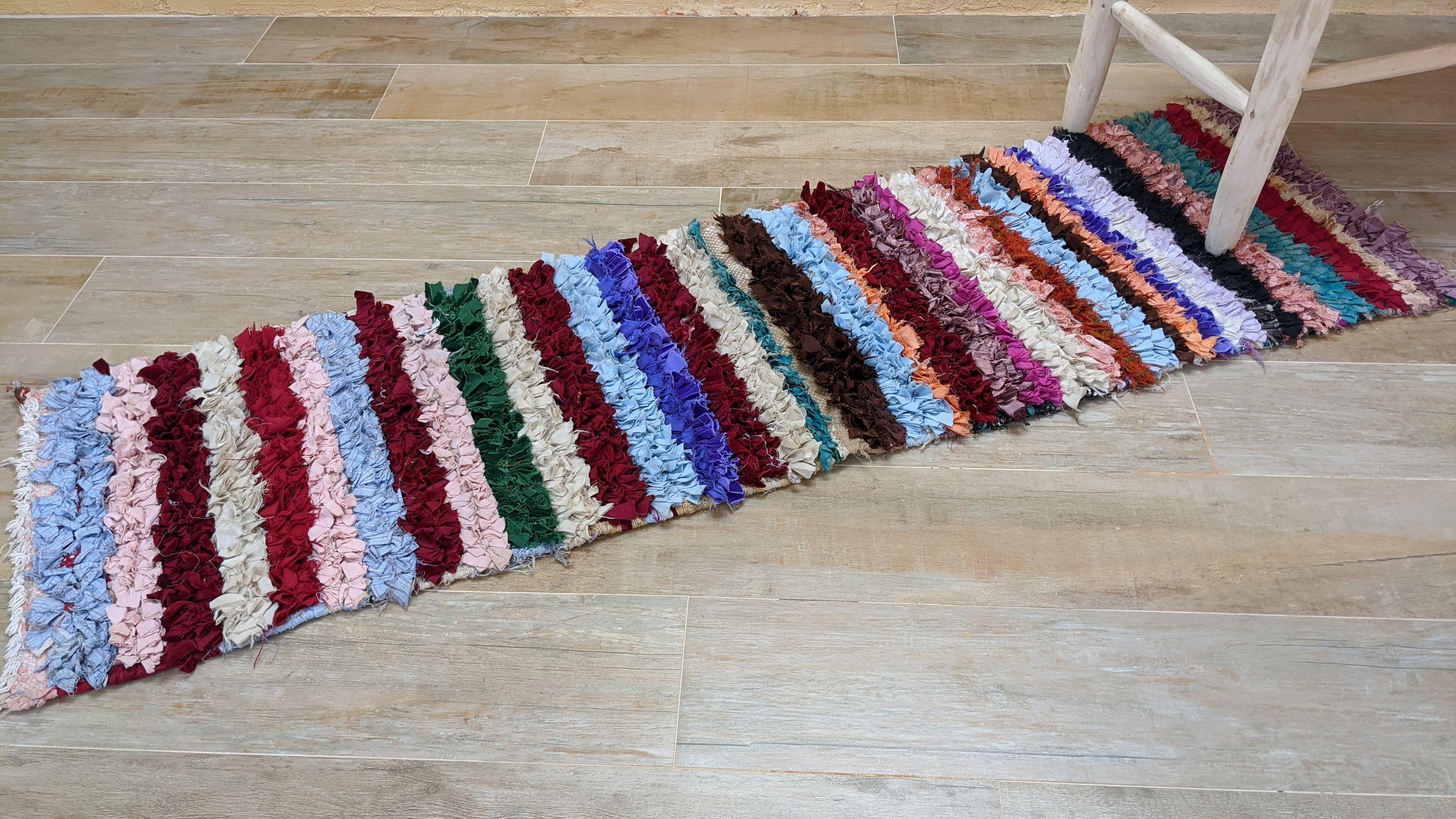 Vintage Boucherouite Rug - 185 x 50 cm || 6.07 x 1.64 feet - Image 4