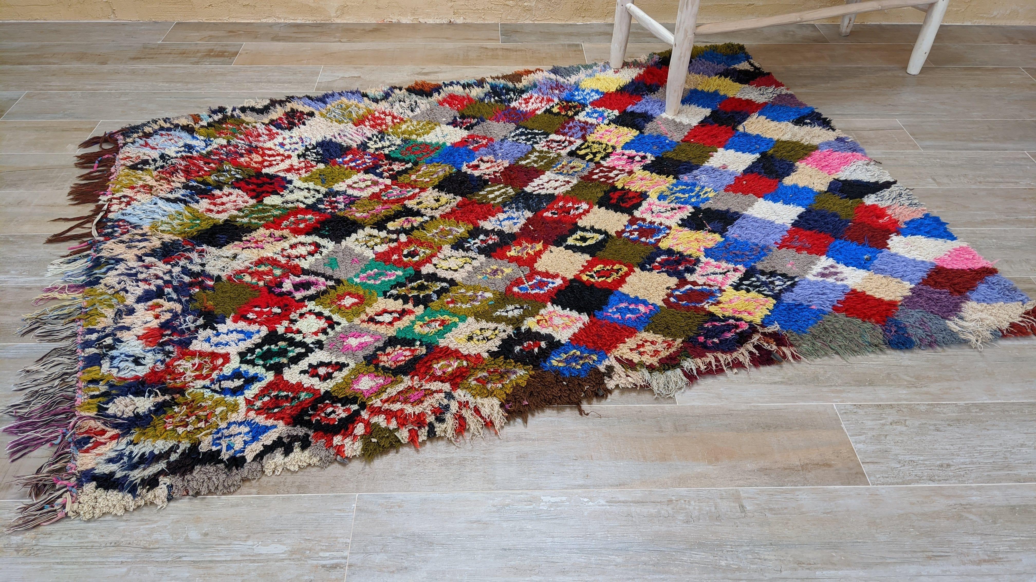 Vintage Boucherouite Rug - 205 x 150 cm || 6.73 x 4.92 feet - Image 5