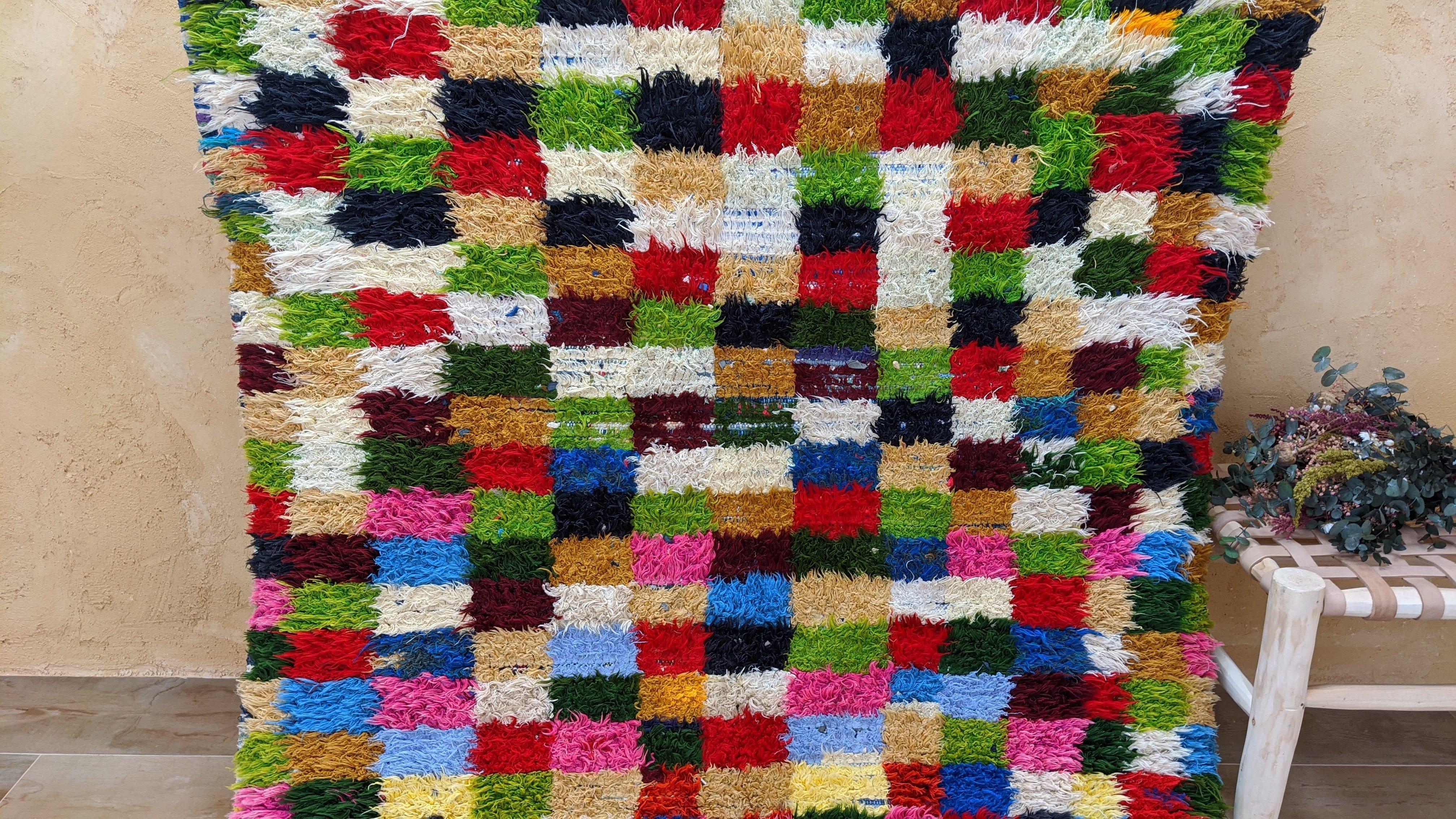 Vintage Boucherouite Rug - 210 x 125 cm || 6.89 x 4.1 feet - Image 4
