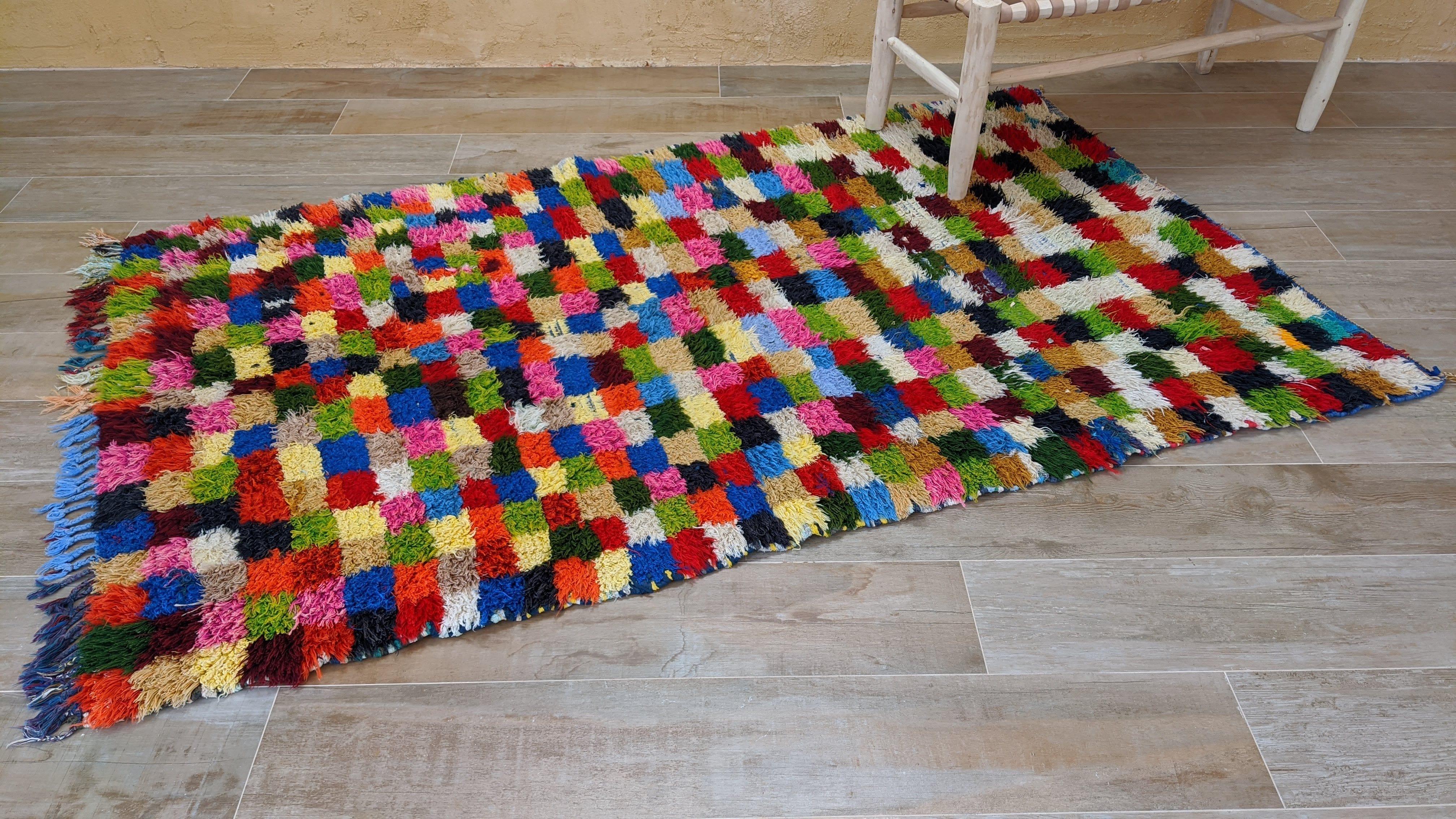 Vintage Boucherouite Rug - 210 x 125 cm || 6.89 x 4.1 feet - Image 5