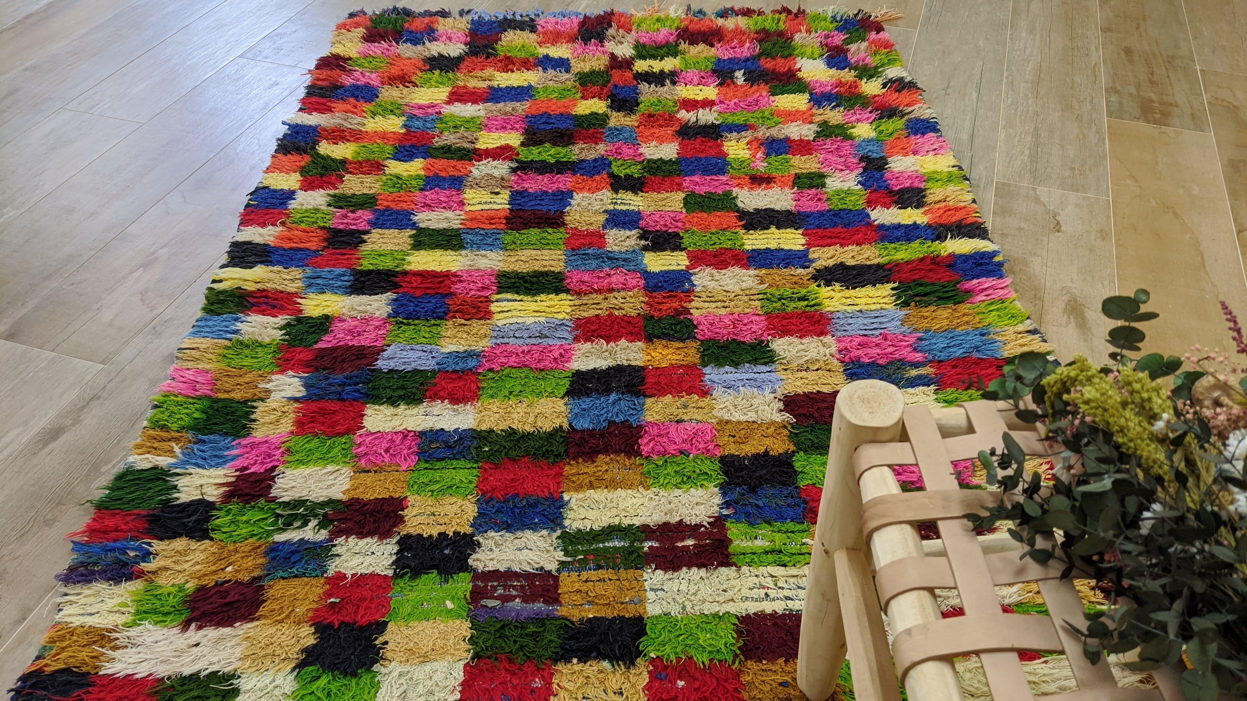 Vintage Boucherouite Rug - 210 x 125 cm || 6.89 x 4.1 feet - Image 8