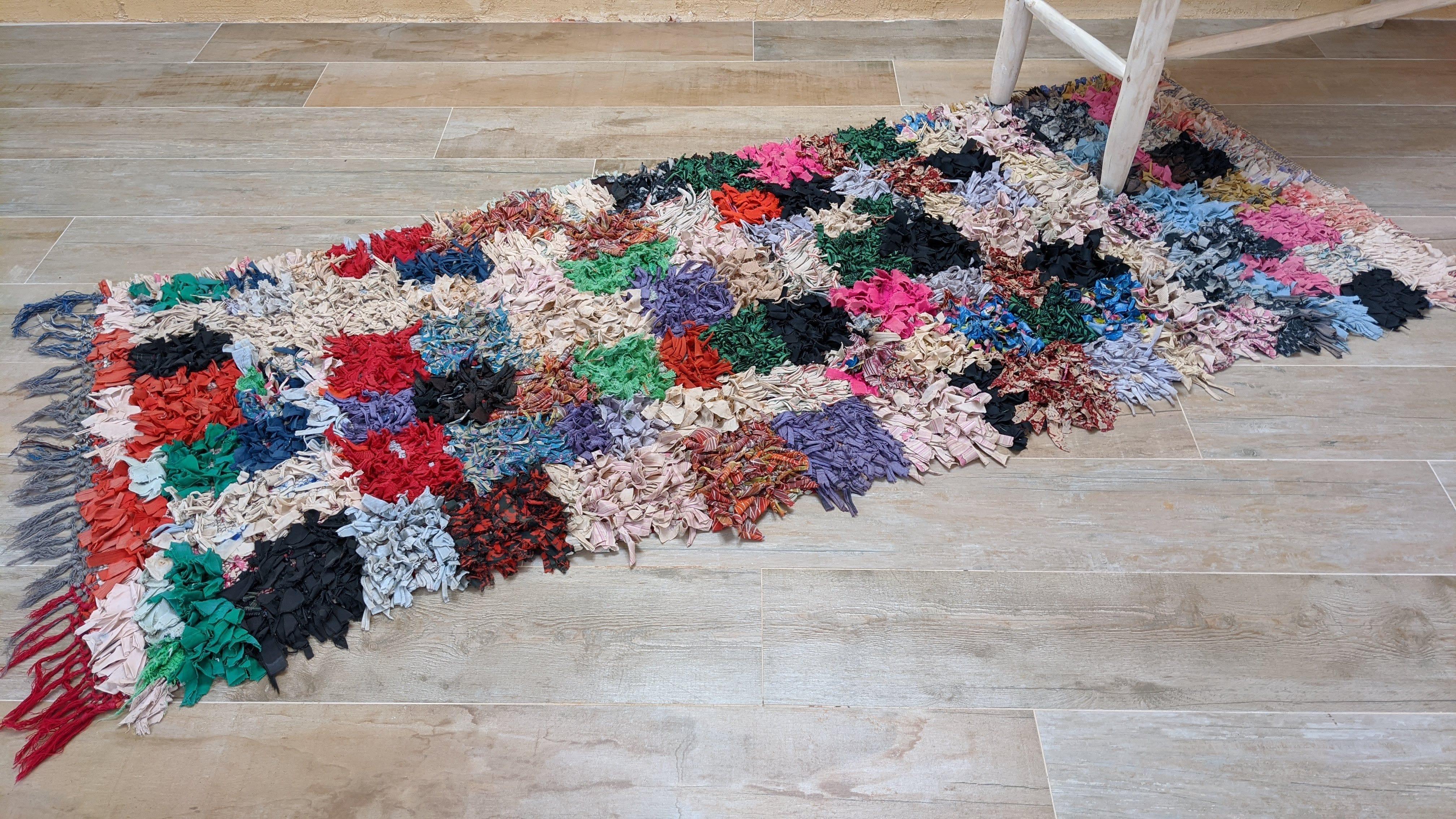Vintage Boucherouite Rug - 210 x 80 cm || 6.89 x 2.62 feet - Image 4
