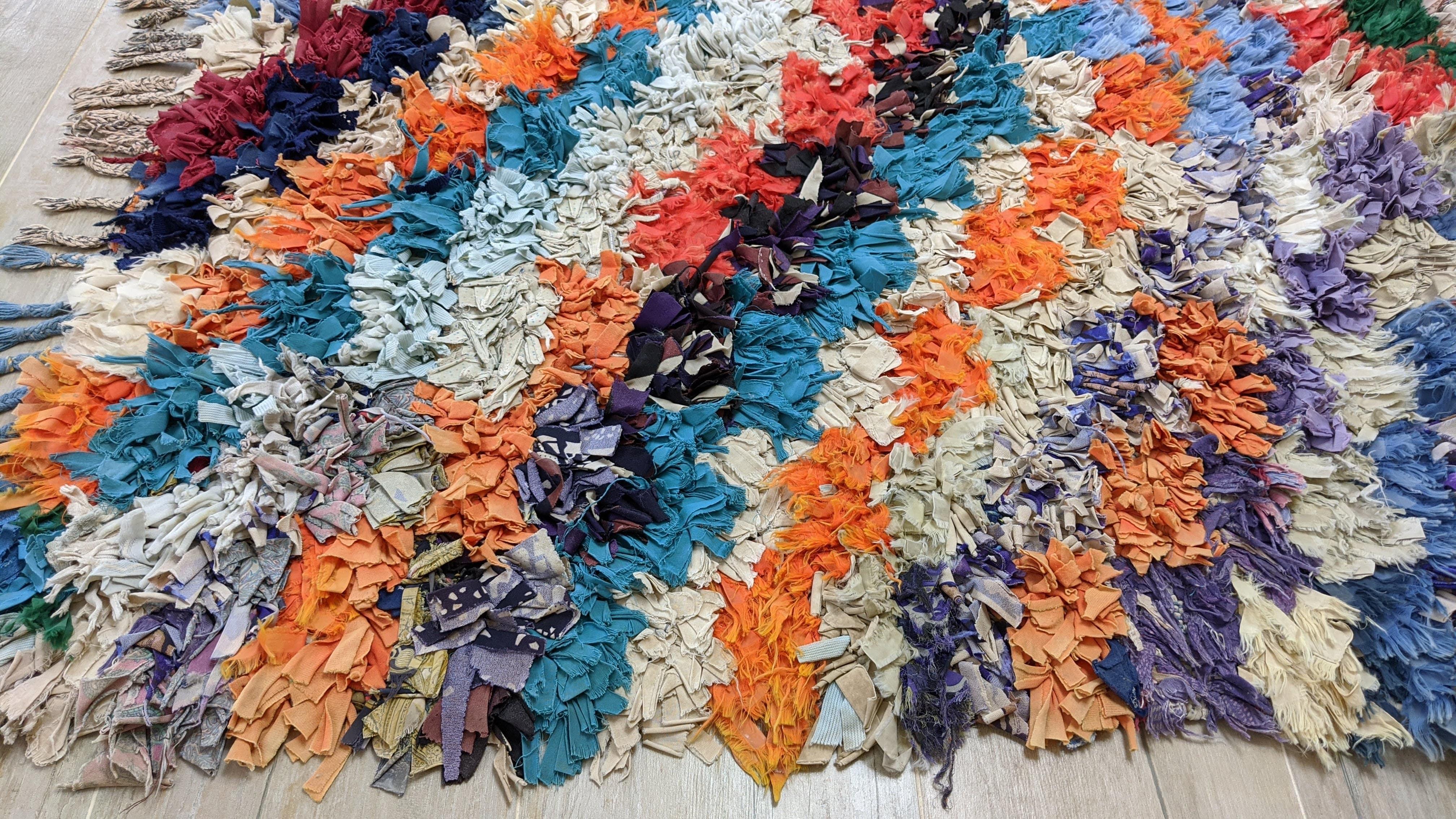 Vintage Boucherouite Rug - 215 x 115 cm || 7.05 x 3.77 feet - Image 3