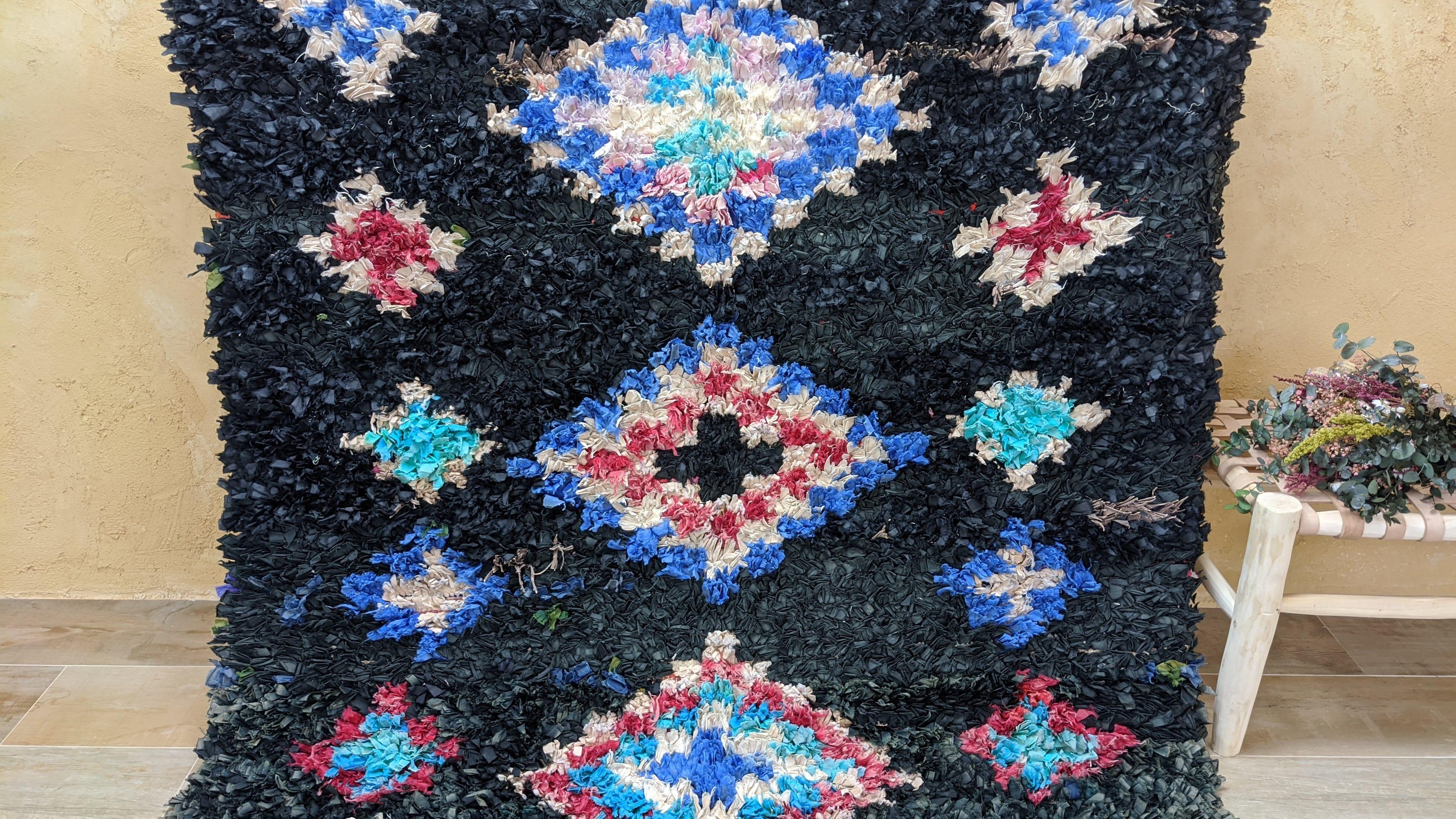 Vintage Boucherouite Rug - 215 x 145 cm || 7.05 x 4.76 feet - Image 3