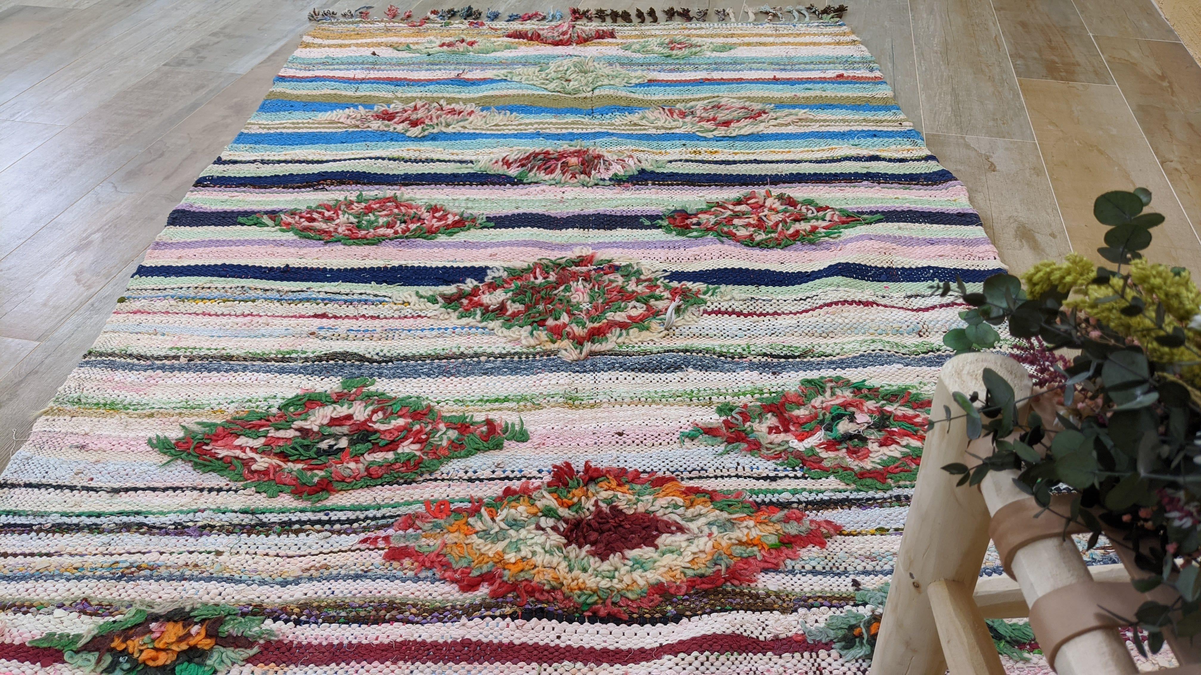 Vintage Boucherouite Rug - 220 x 125 cm || 7.22 x 4.1 feet - Image 11