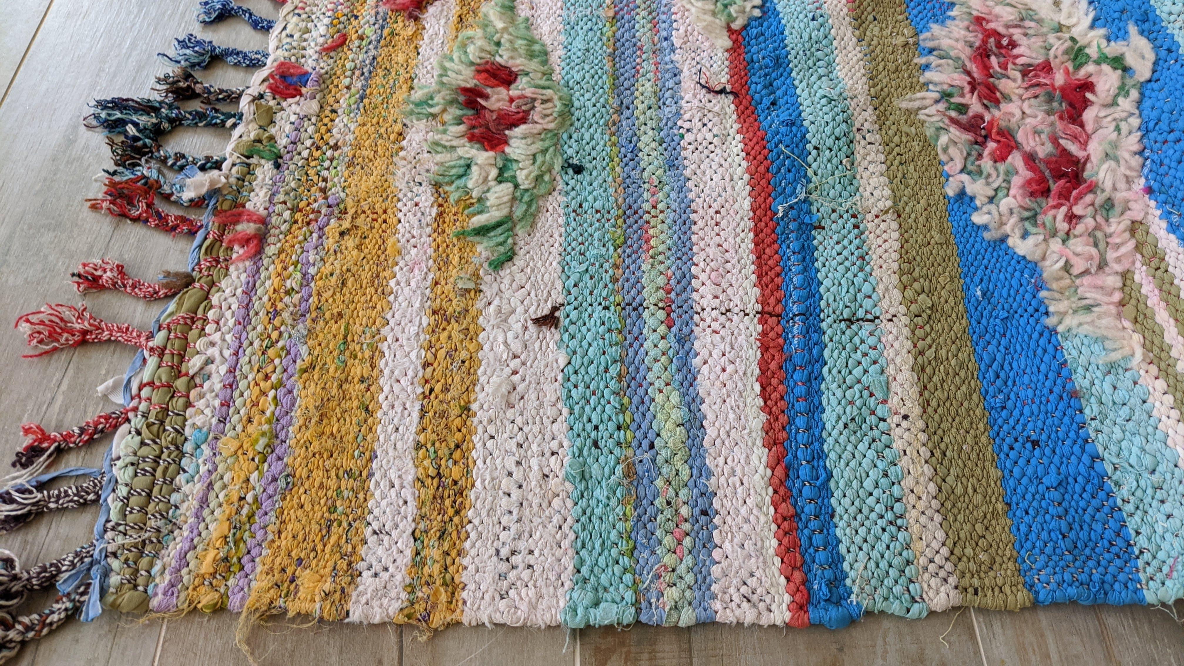 Vintage Boucherouite Rug - 220 x 125 cm || 7.22 x 4.1 feet - Image 8