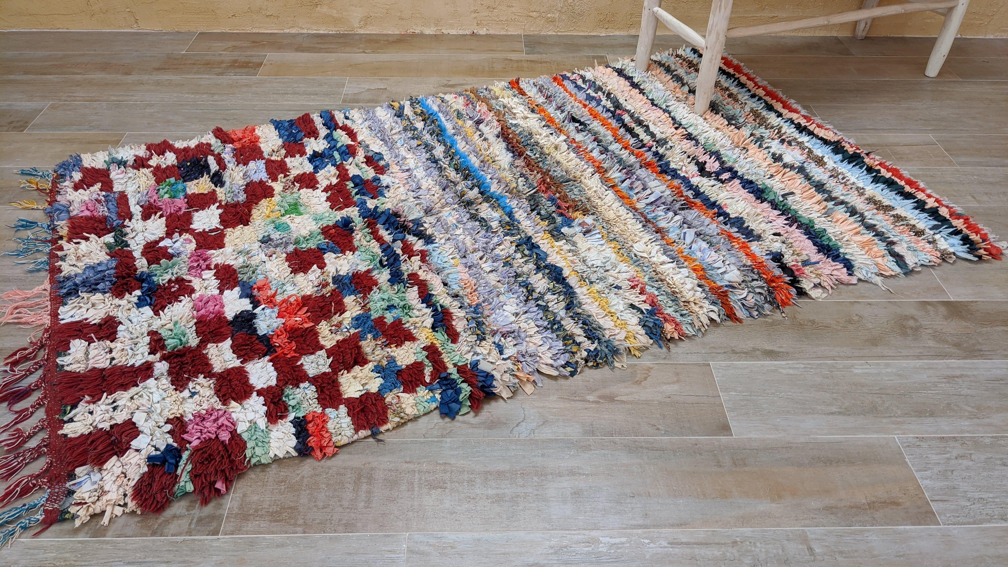 Vintage Boucherouite Rug - 220 x 130 cm || 7.22 x 4.27 feet - Image 4