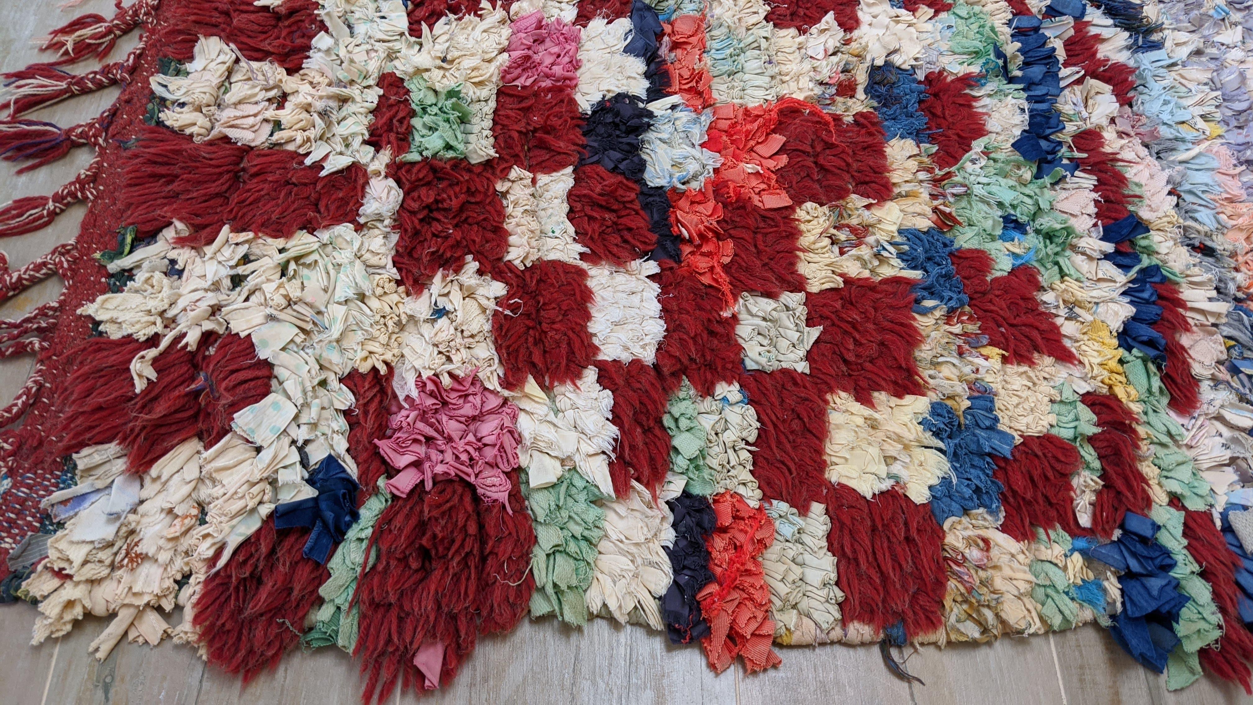 Vintage Boucherouite Rug - 220 x 130 cm || 7.22 x 4.27 feet - Image 5