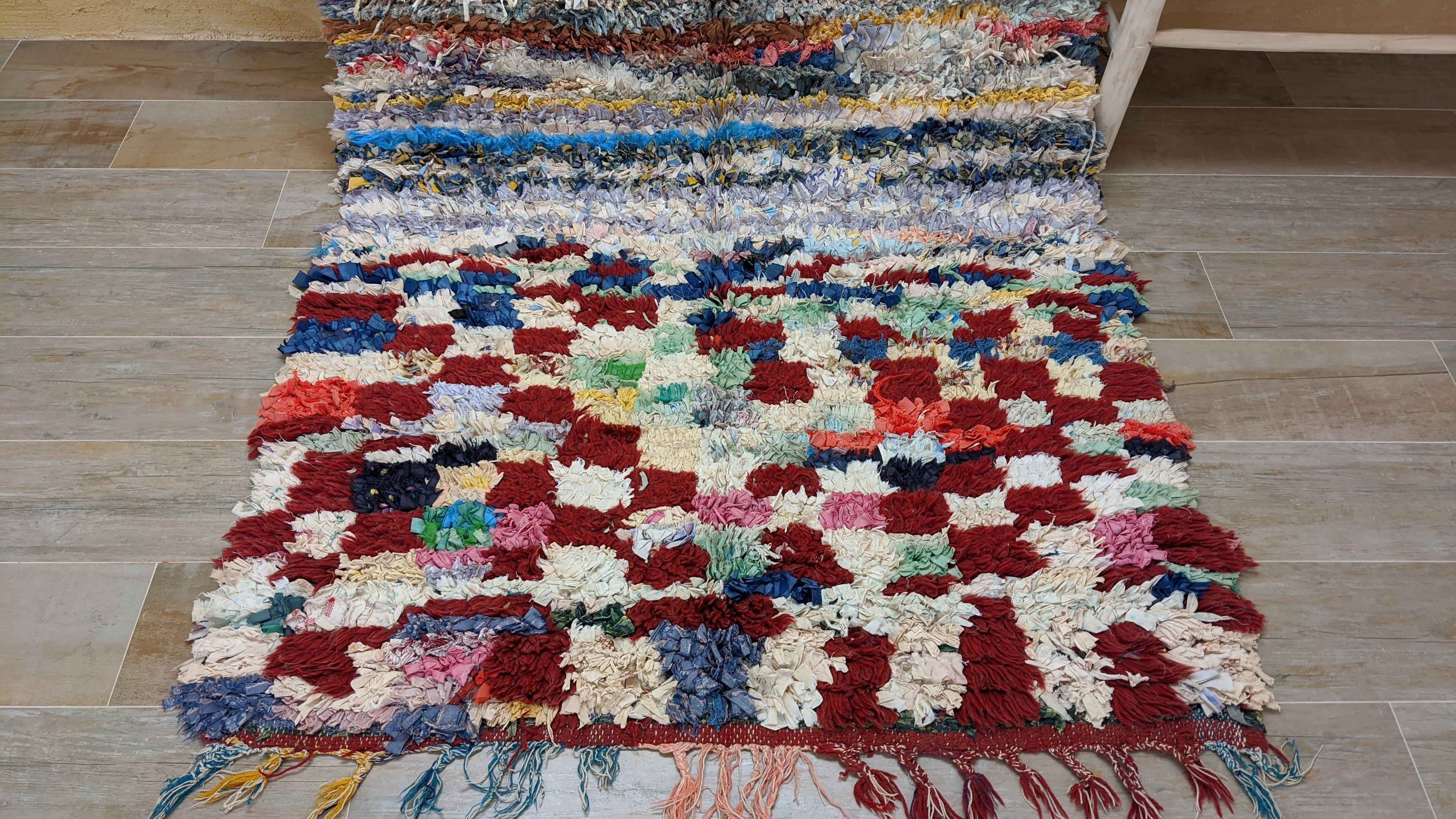Vintage Boucherouite Rug - 220 x 130 cm || 7.22 x 4.27 feet - Image 6