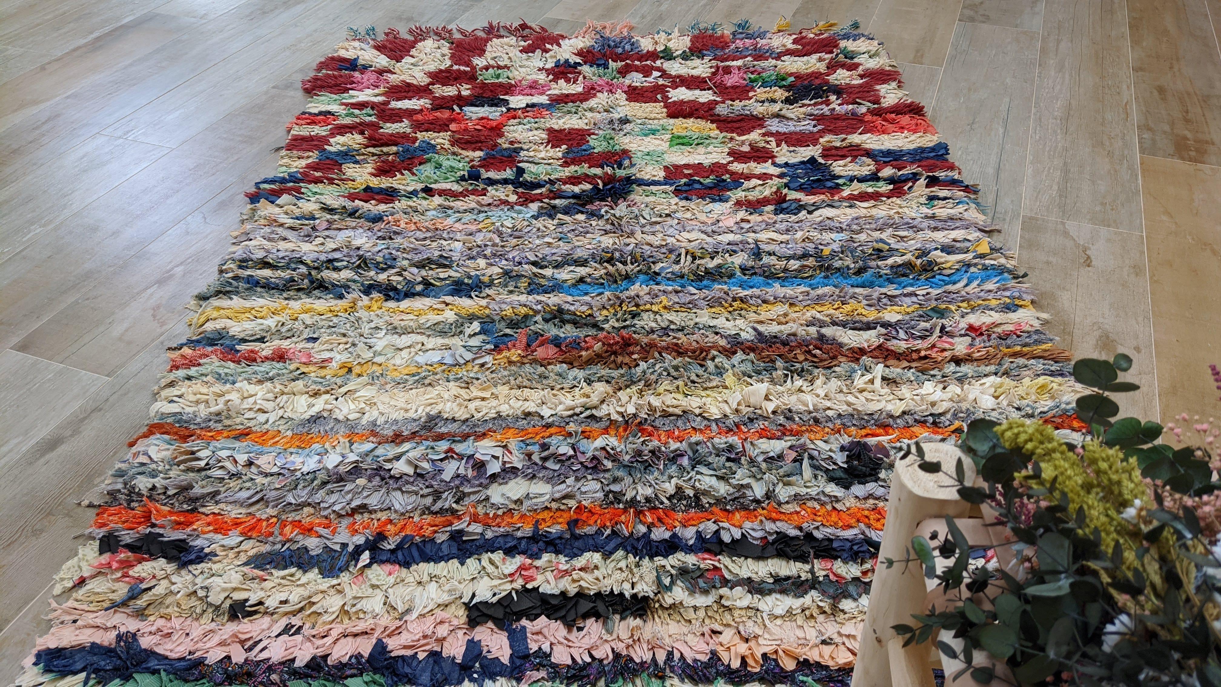 Vintage Boucherouite Rug - 220 x 130 cm || 7.22 x 4.27 feet - Image 8