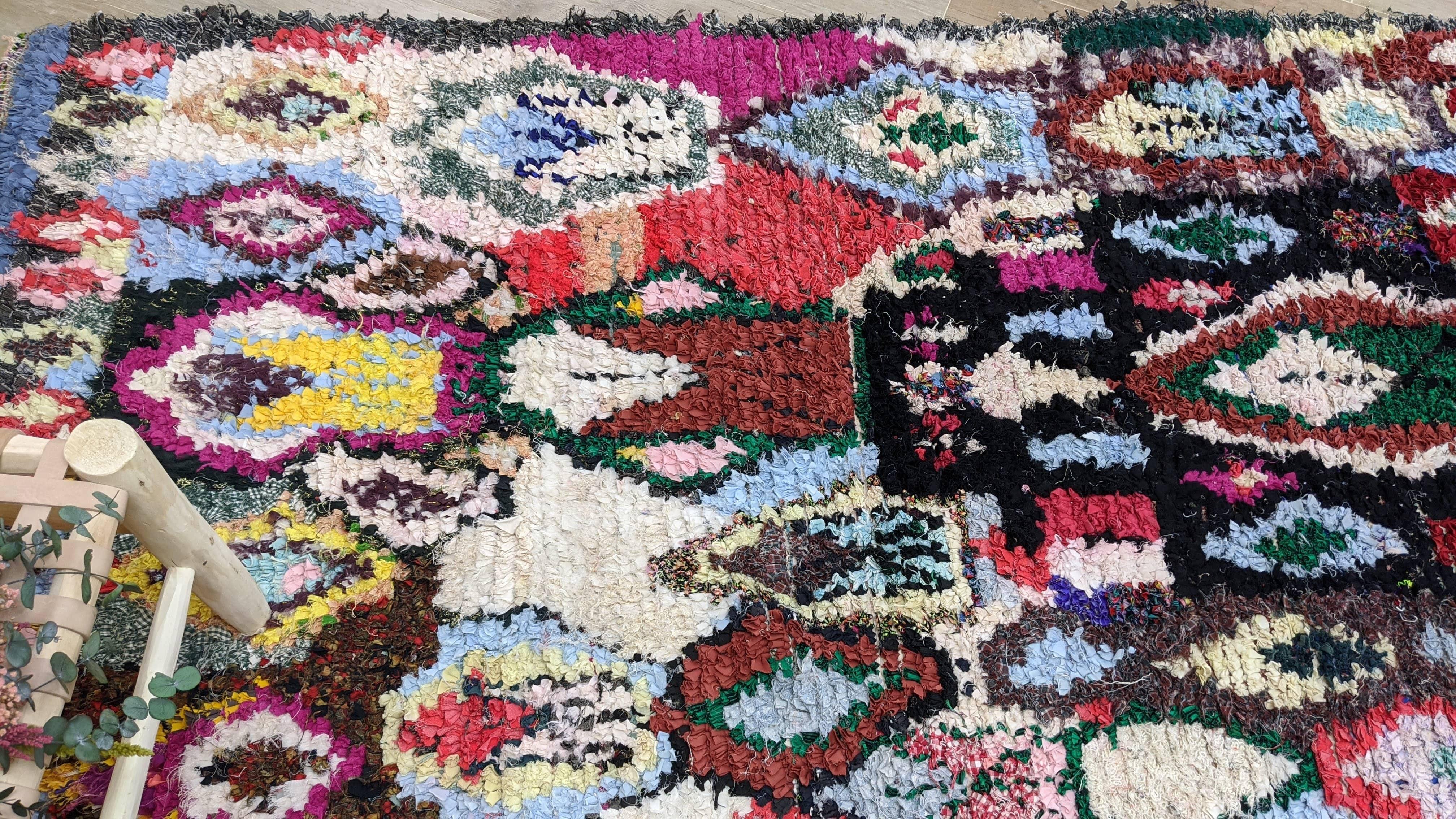 Vintage Boucherouite Rug - 230 x 130 cm || 7.55 x 4.27 feet - Image 3