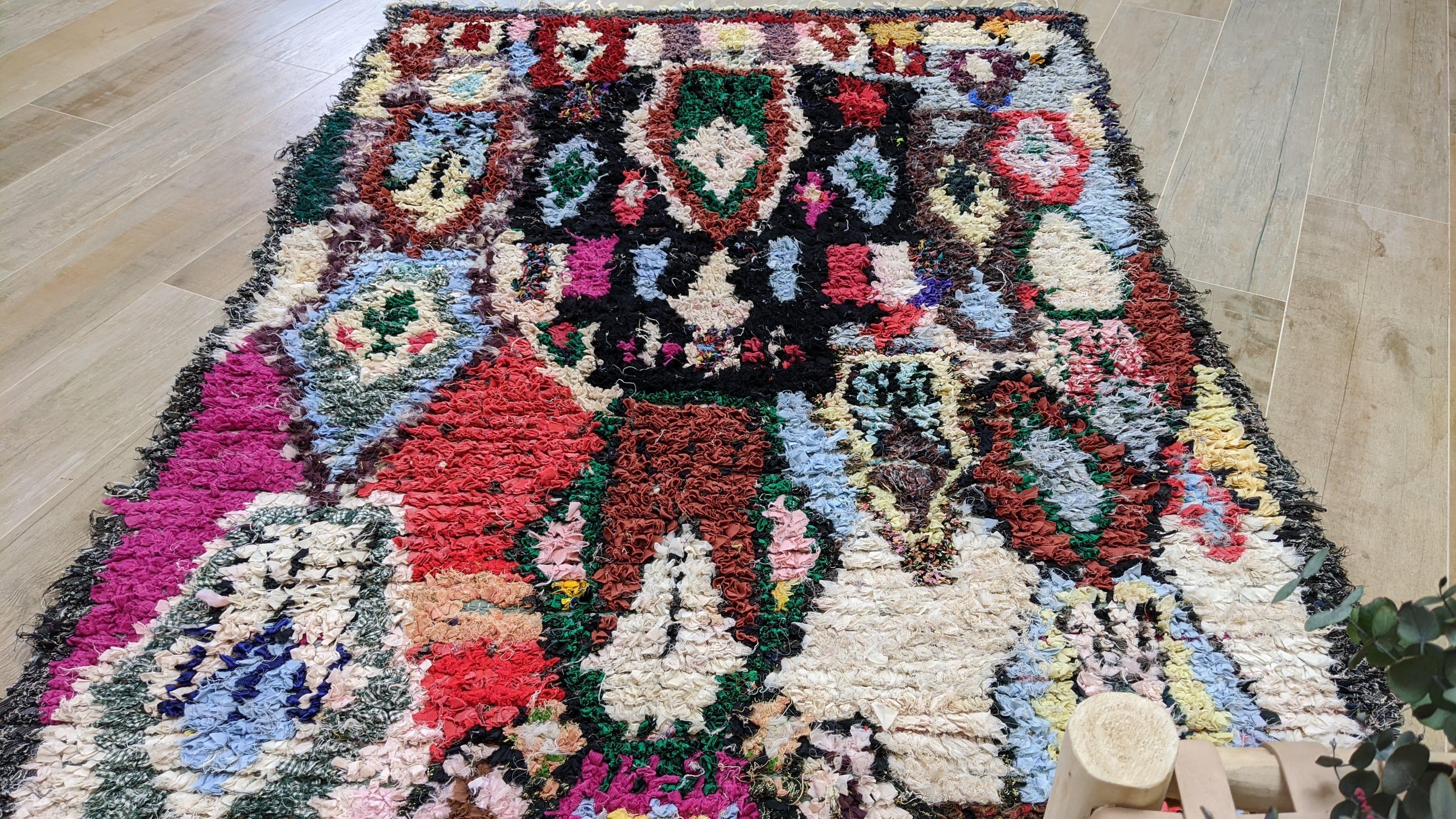 Vintage Boucherouite Rug - 230 x 130 cm || 7.55 x 4.27 feet - Image 8