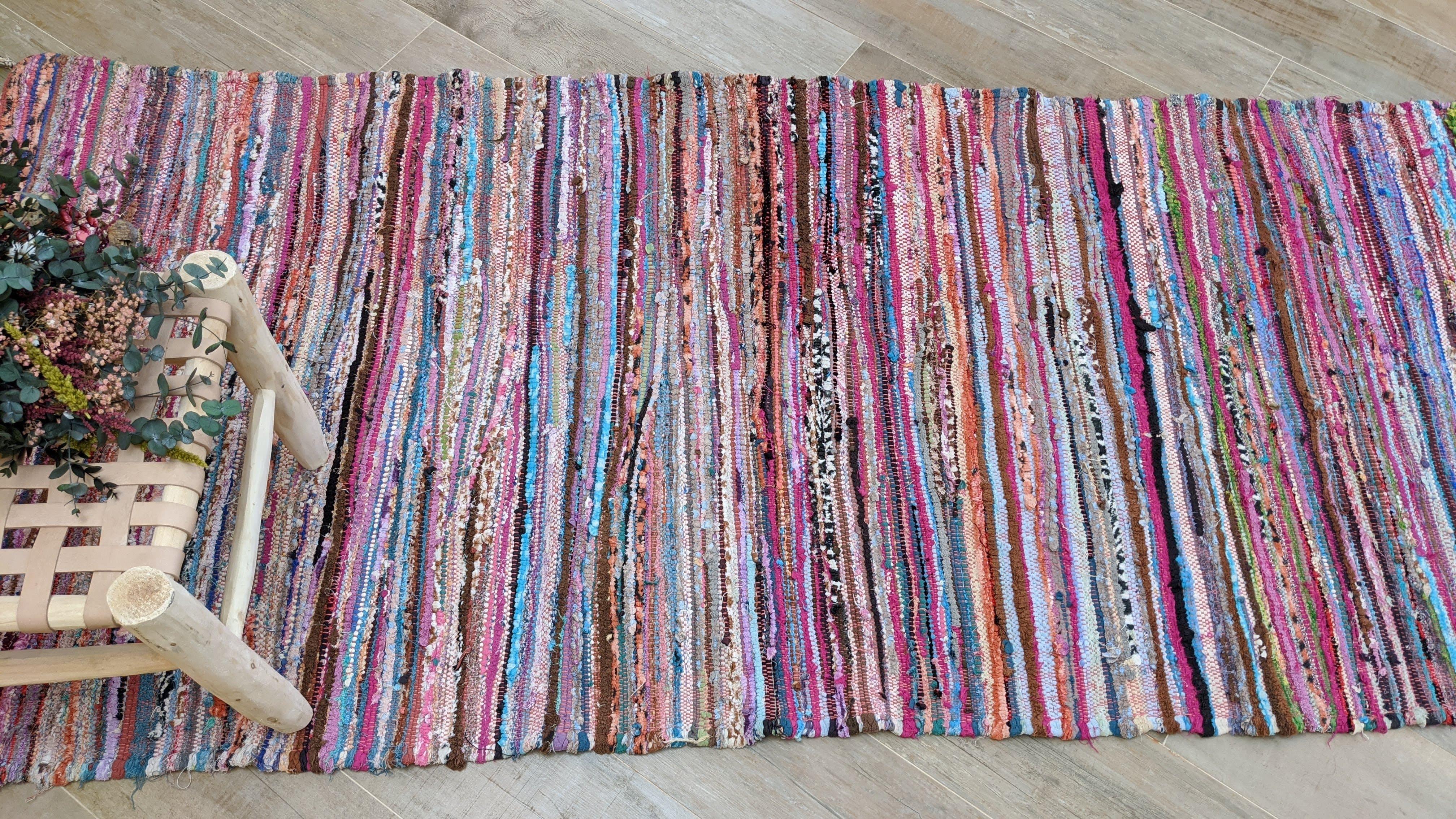 Vintage Boucherouite Rug - 235 x 105 cm || 7.71 x 3.44 feet - Image 3