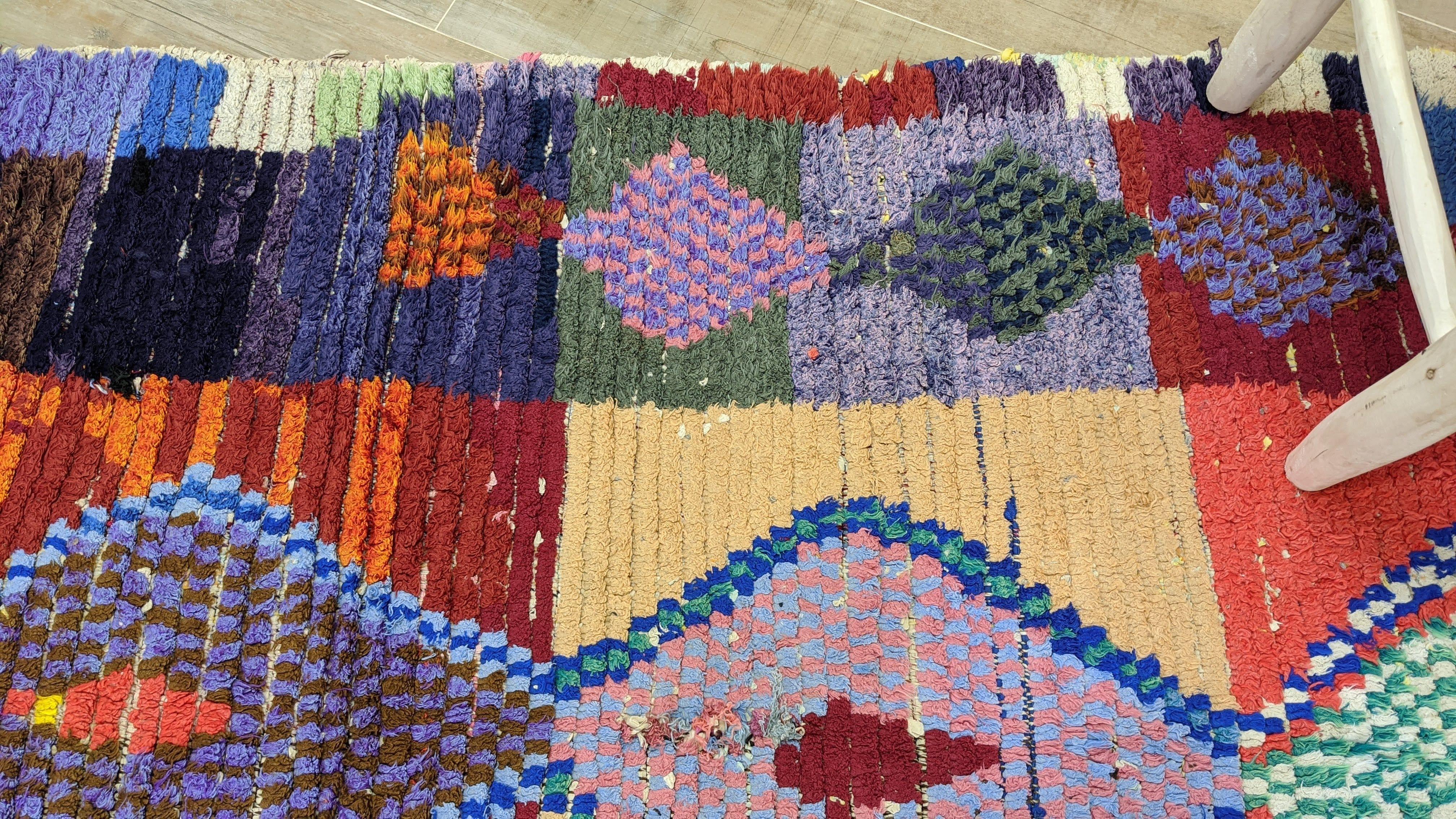 Vintage Boucherouite Rug - 240 x 125 cm || 7.87 x 4.1 feet - Image 3
