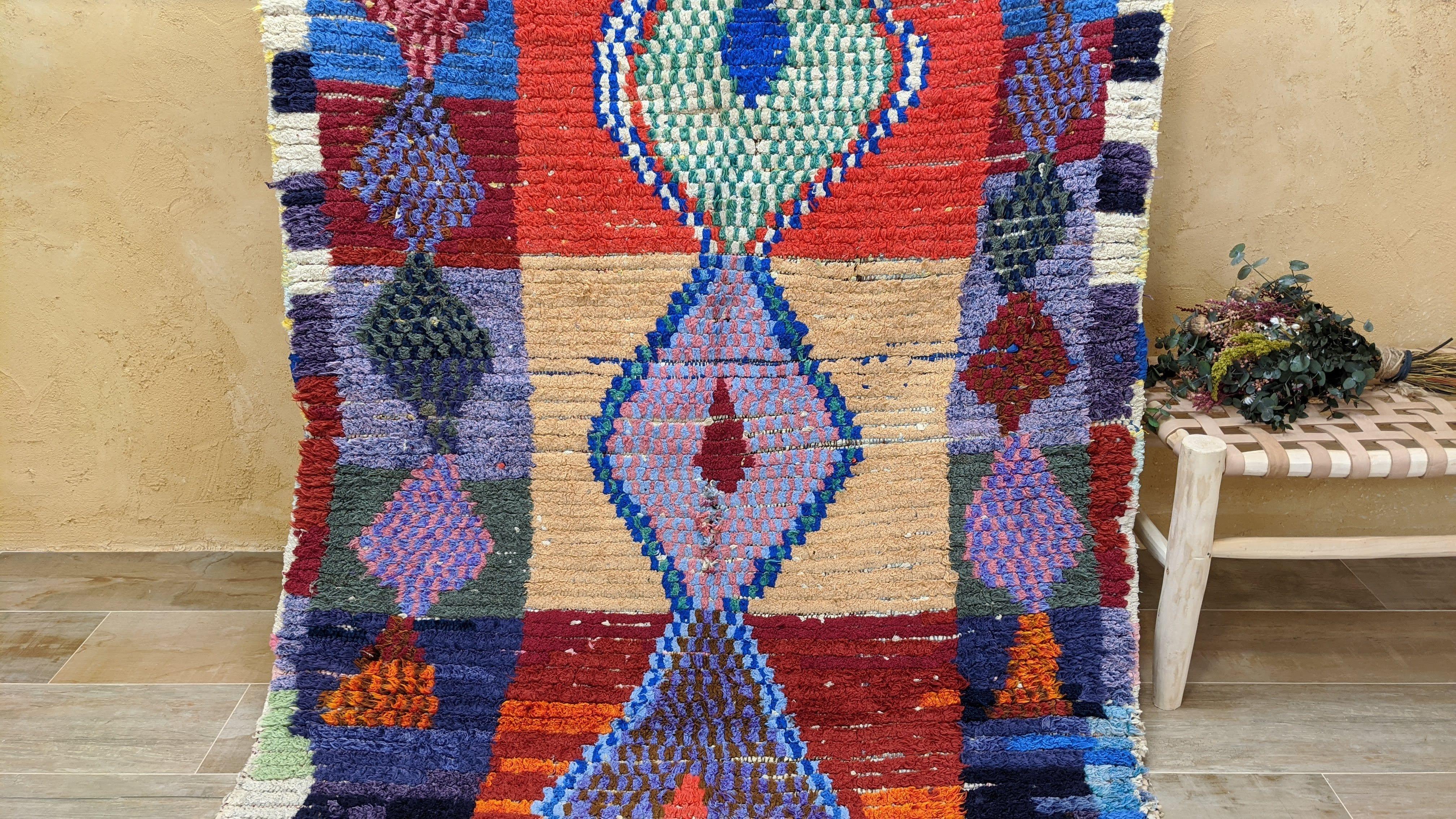 Vintage Boucherouite Rug - 240 x 125 cm || 7.87 x 4.1 feet - Image 4