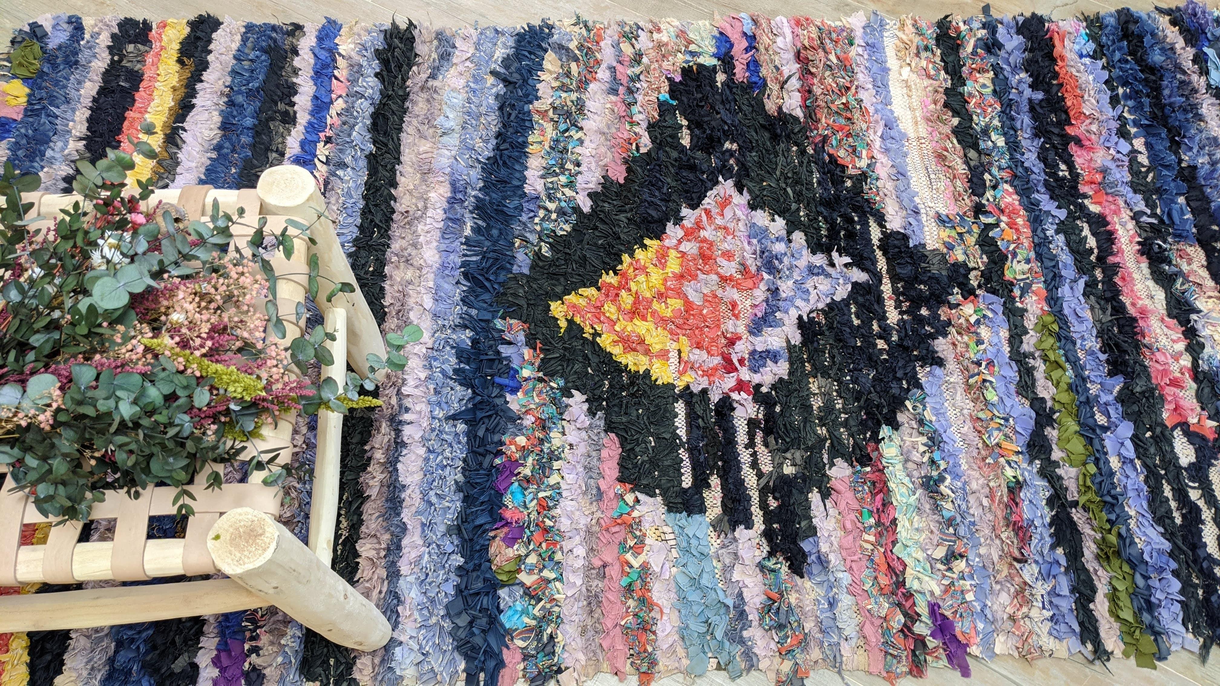 Vintage Boucherouite Rug - 245 x 105 cm || 8.04 x 3.44 feet - Image 3