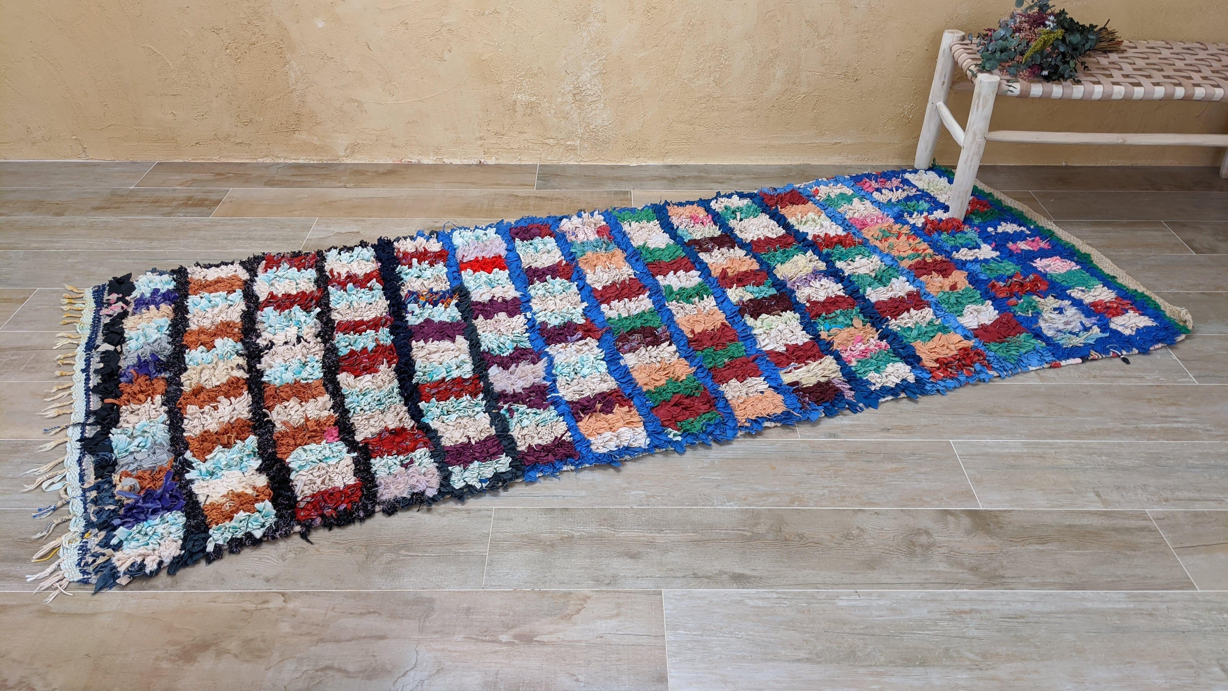 Vintage Boucherouite Rug - 245 x 105 cm || 8.04 x 3.44 feet - Image 3