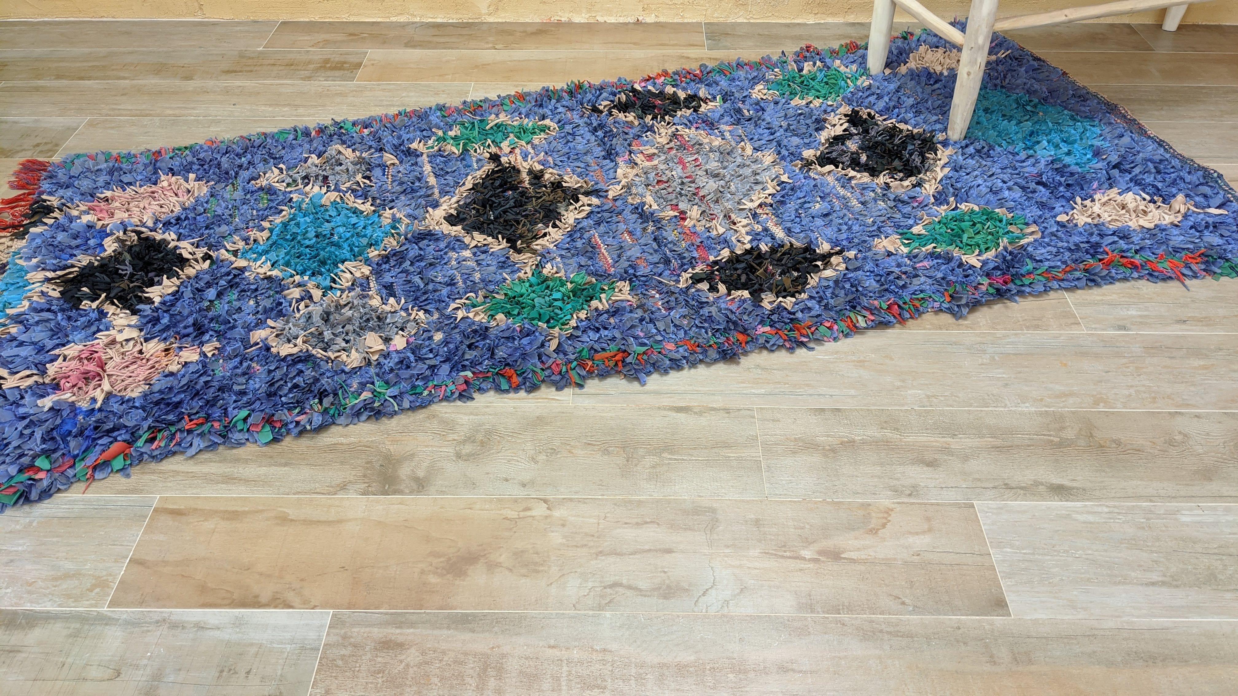 Vintage Boucherouite Rug - 250 x 105 cm || 8.2 x 3.44 feet - Image 5