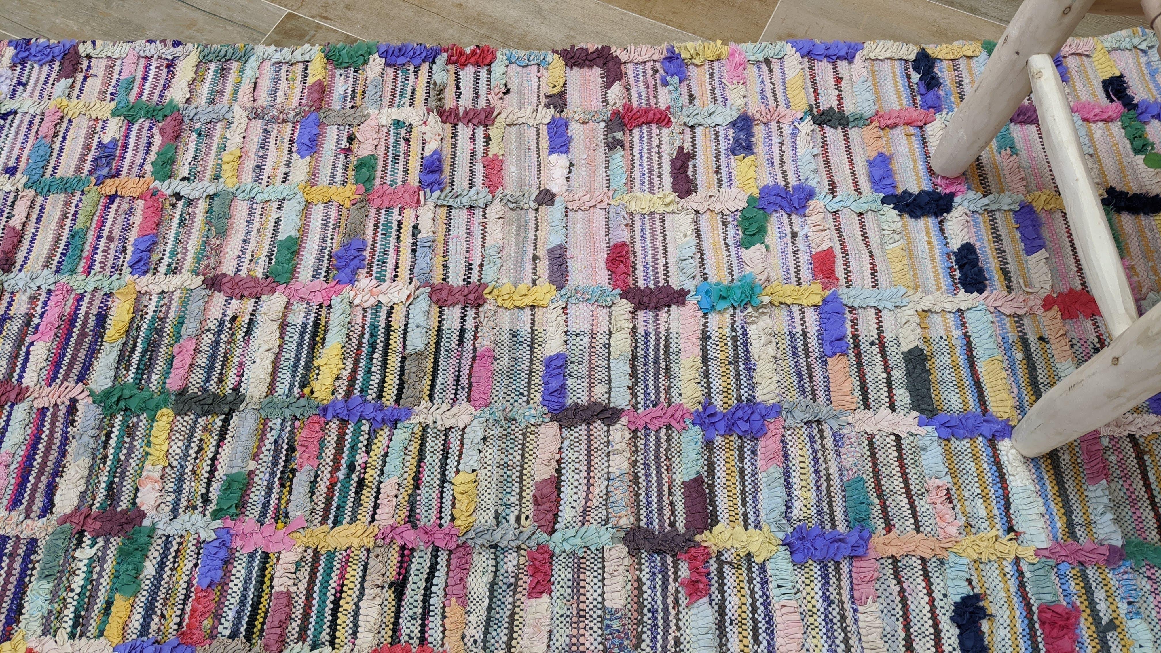 Vintage Boucherouite Rug - 255 x 135 cm || 8.37 x 4.43 feet - Image 3